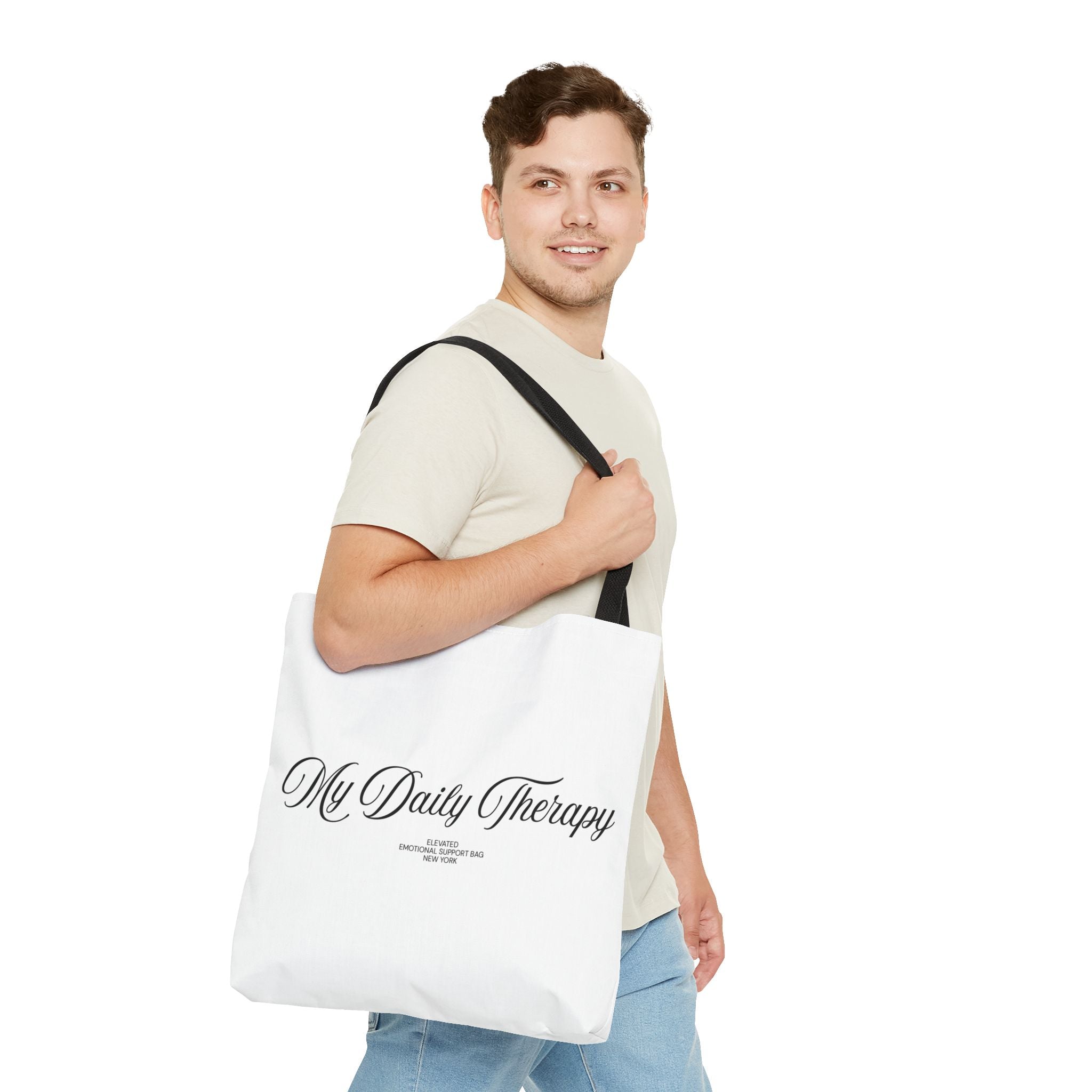 My Daily Therapy tote bag | Script text, minimalist everyday design