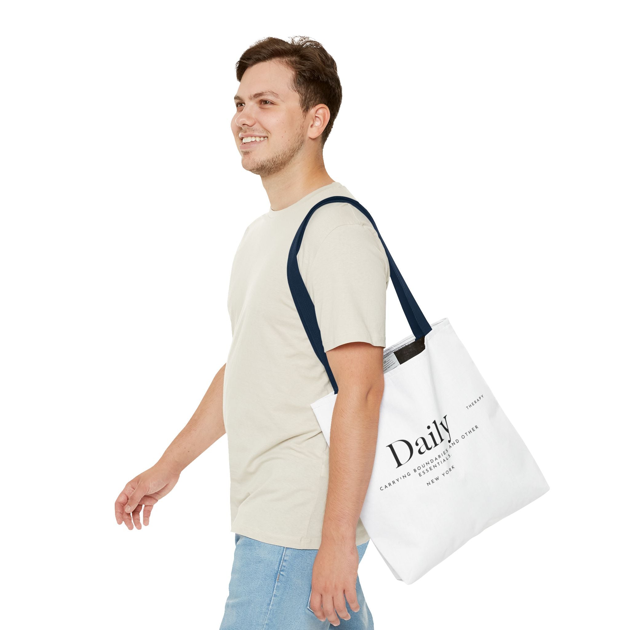 Daily typography tote bag | minimalist text canvas tote