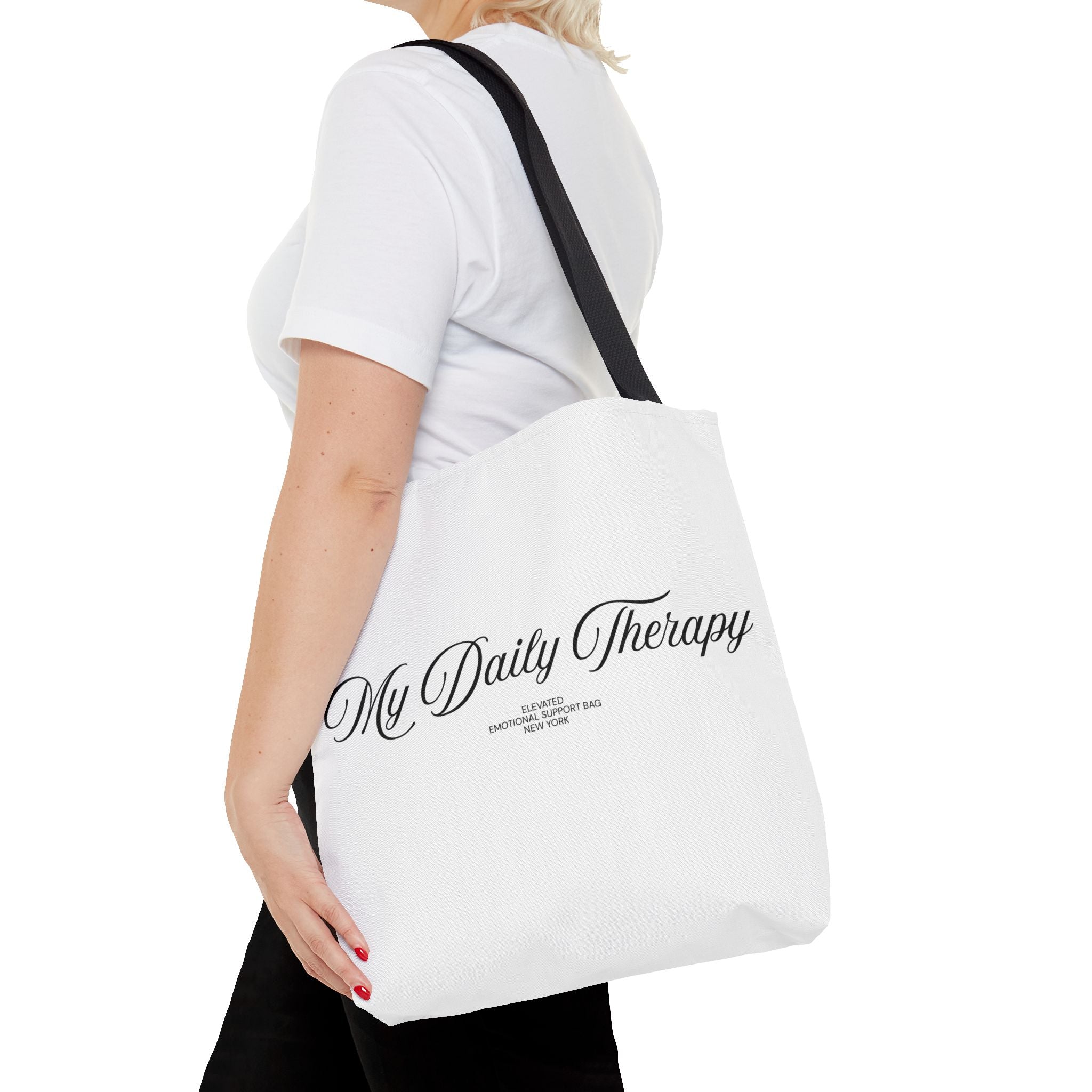 My Daily Therapy tote bag | Script text, minimalist everyday design