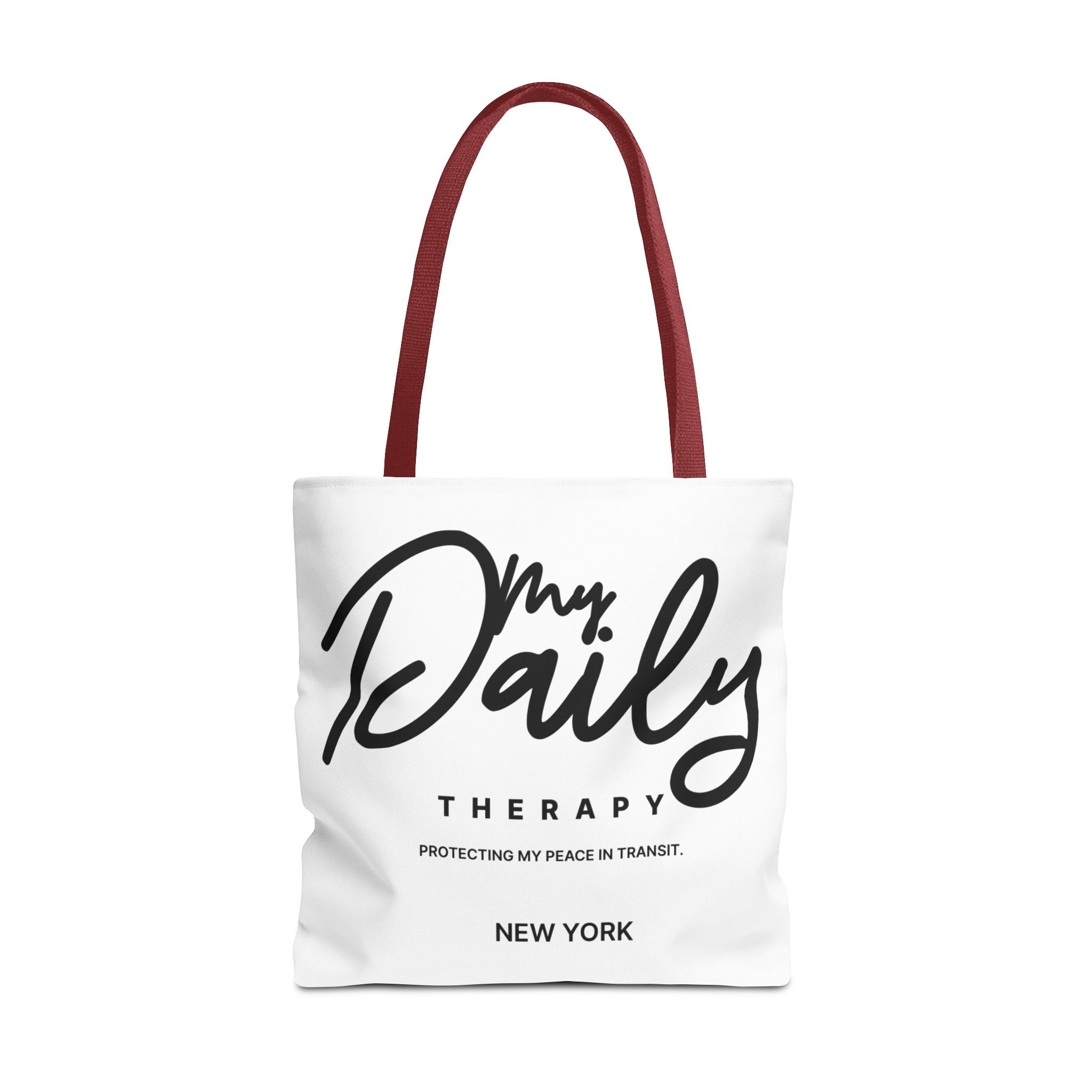 My Daily Therapy Tote Bag | New York script design, black white aesthetic