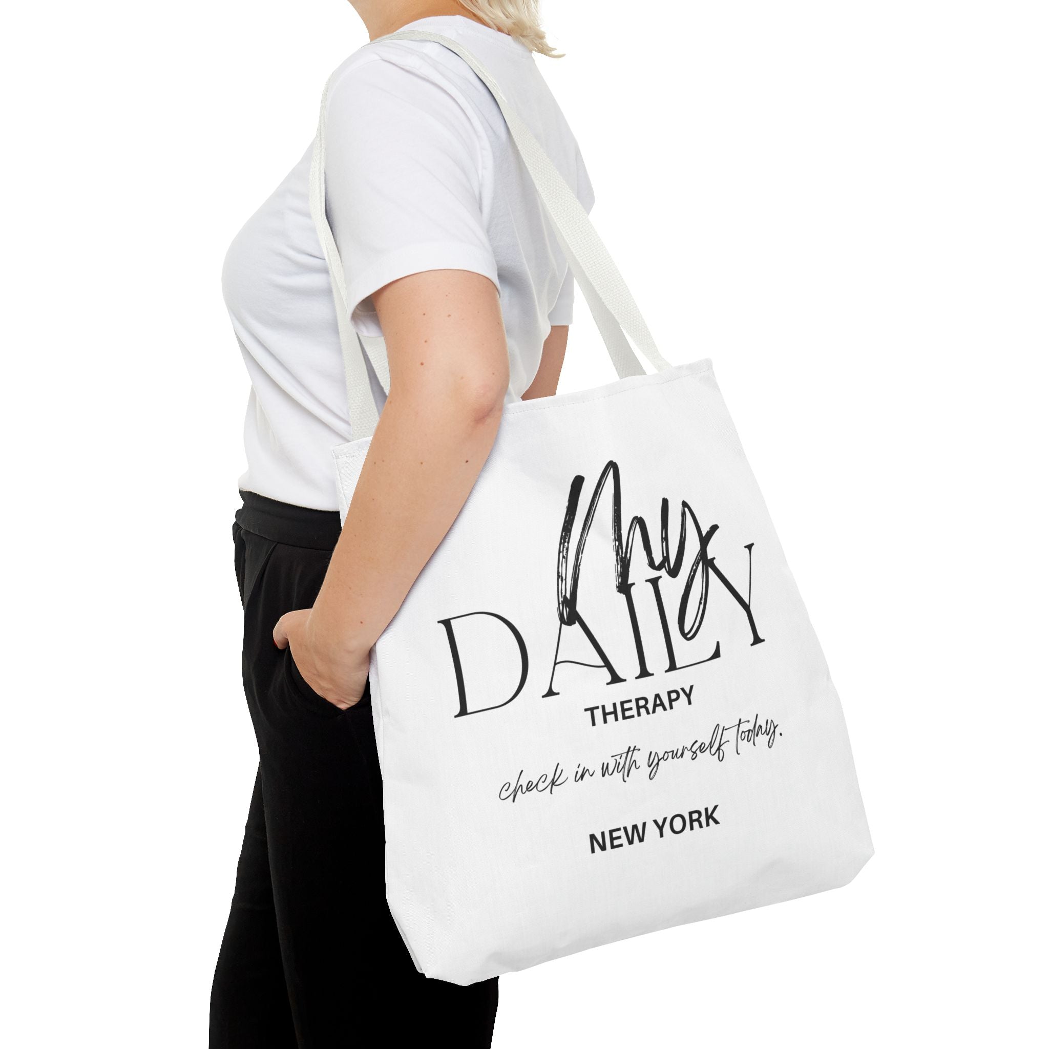 My Daily Therapy tote bag | motivational typography tote