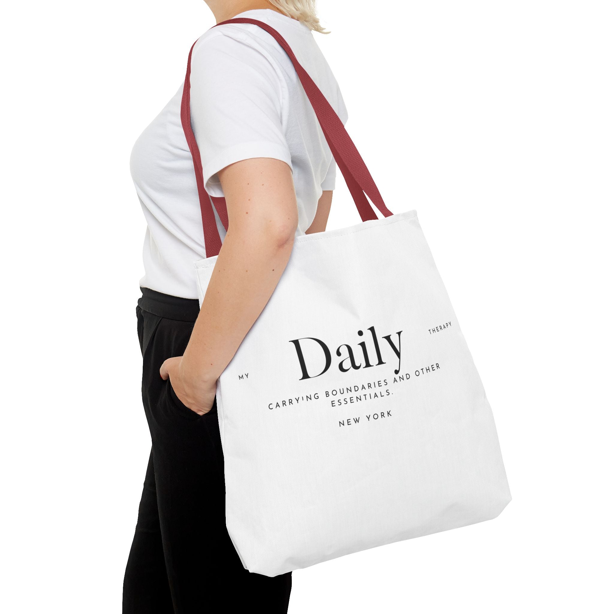 Daily typography tote bag | minimalist text canvas tote