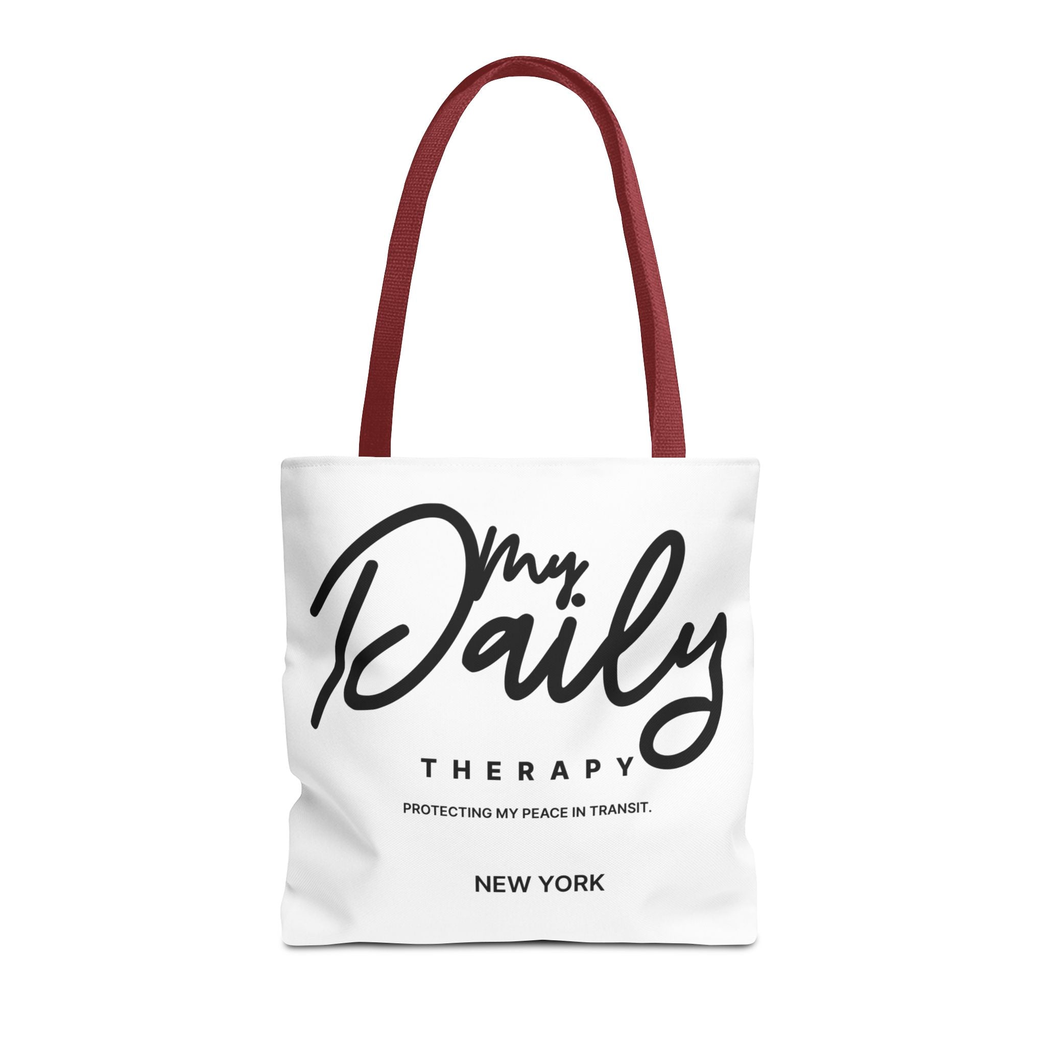 My Daily Therapy Tote Bag | New York script design, black white aesthetic