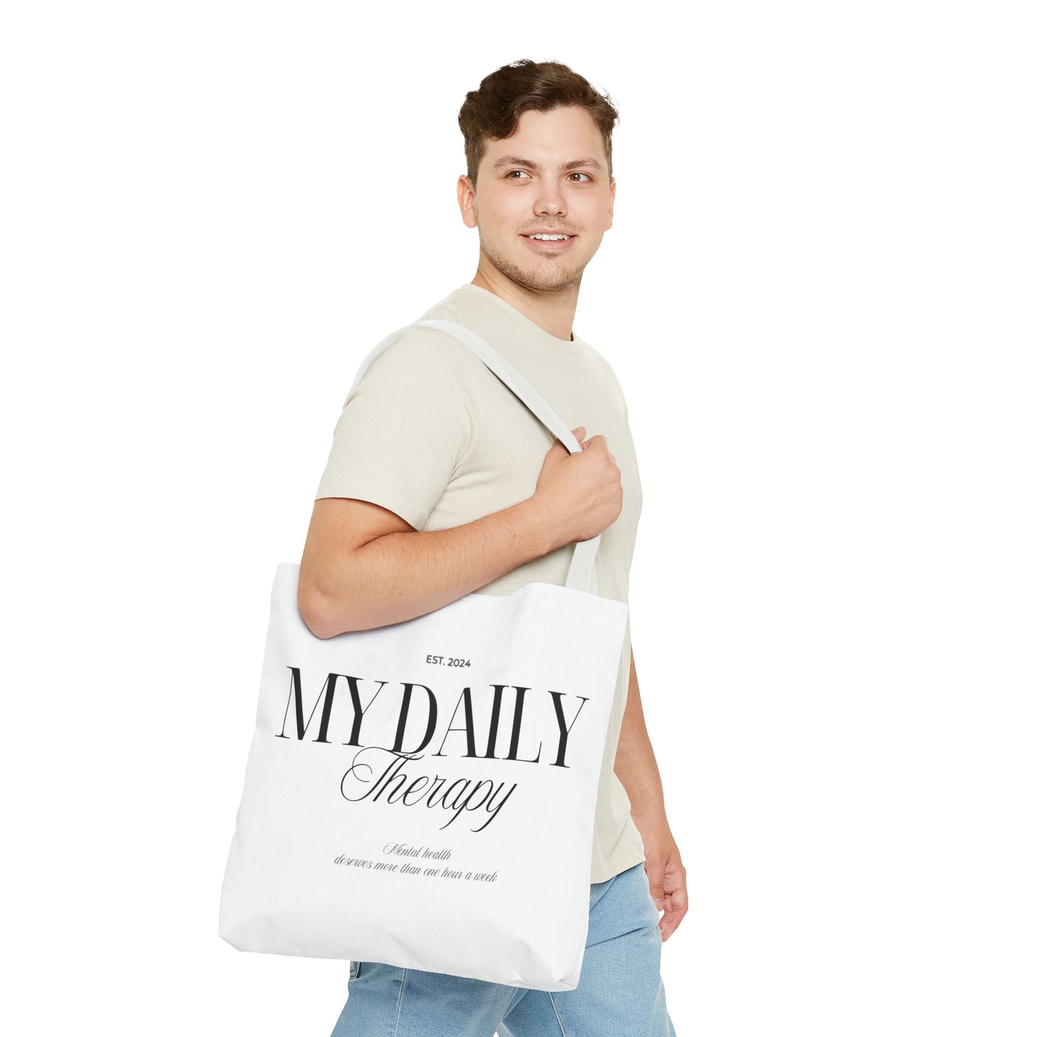 My Daily Therapy Tote Bag | Typography Wellness Design