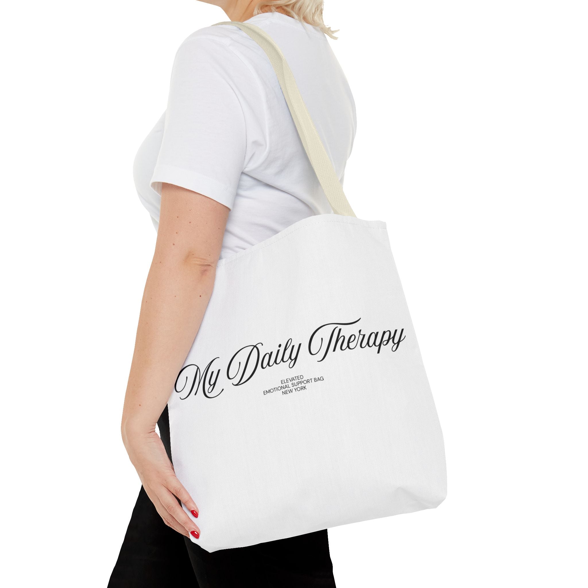 My Daily Therapy tote bag | Script text, minimalist everyday design