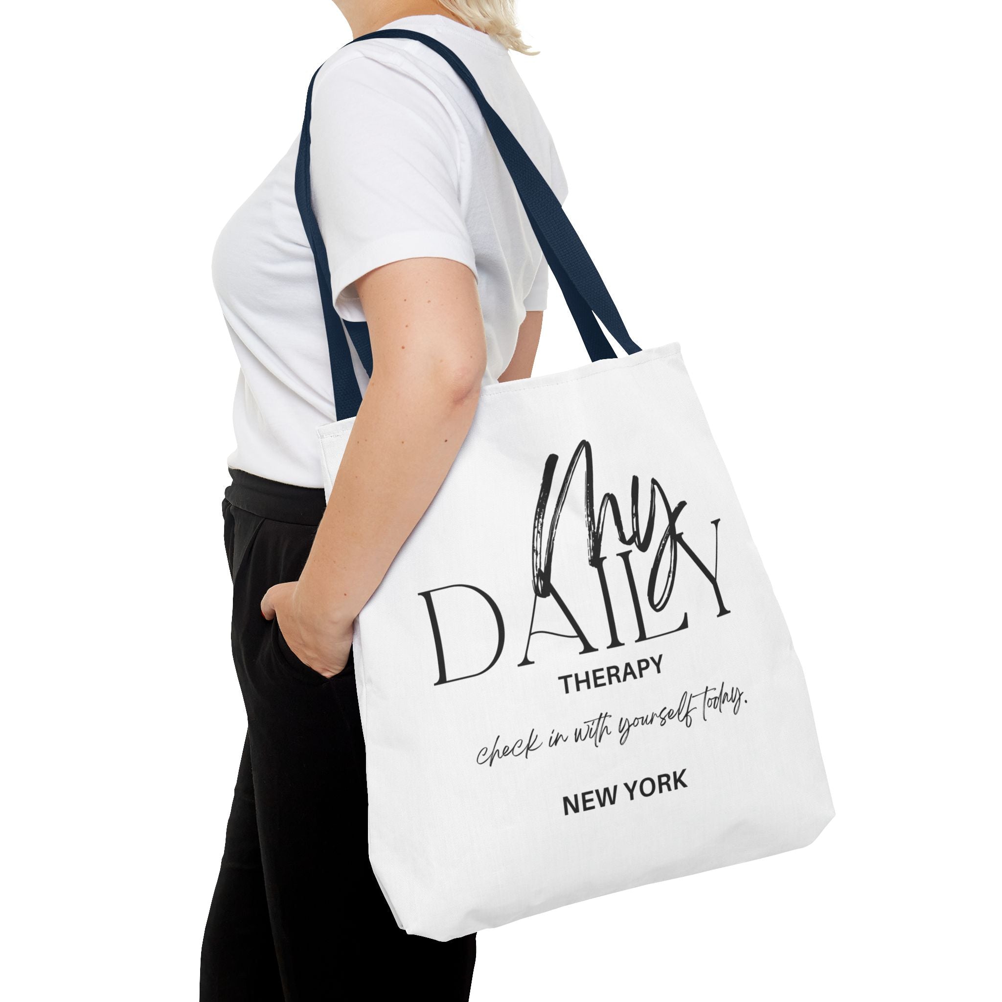 My Daily Therapy tote bag | motivational typography tote