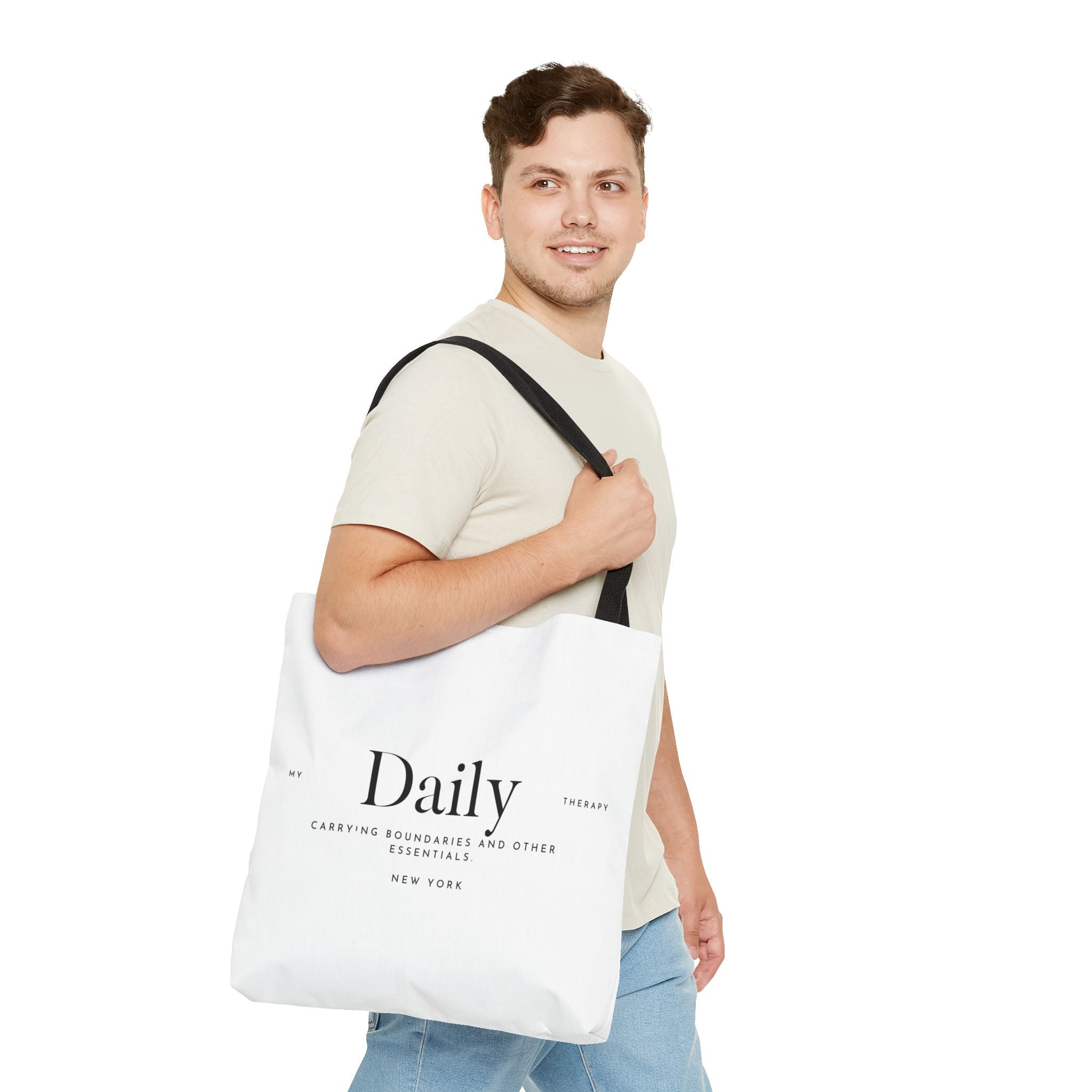 Daily typography tote bag | minimalist text canvas tote