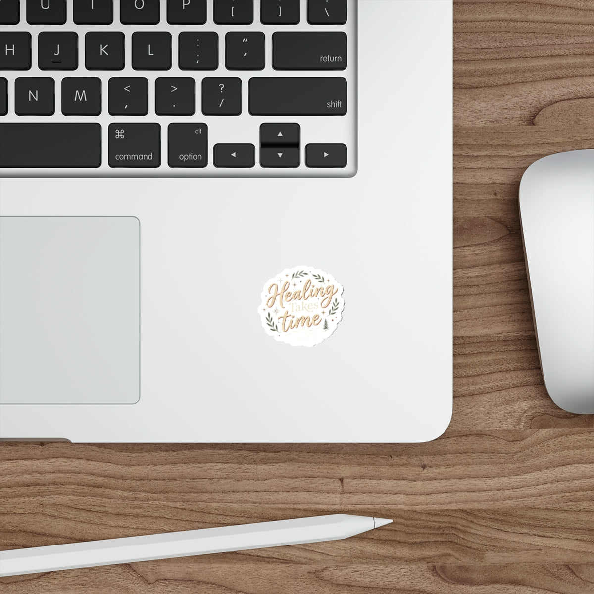 Healing Takes Time Sticker | Die Cut Motivational Vinyl Sticker, Floral Wreath