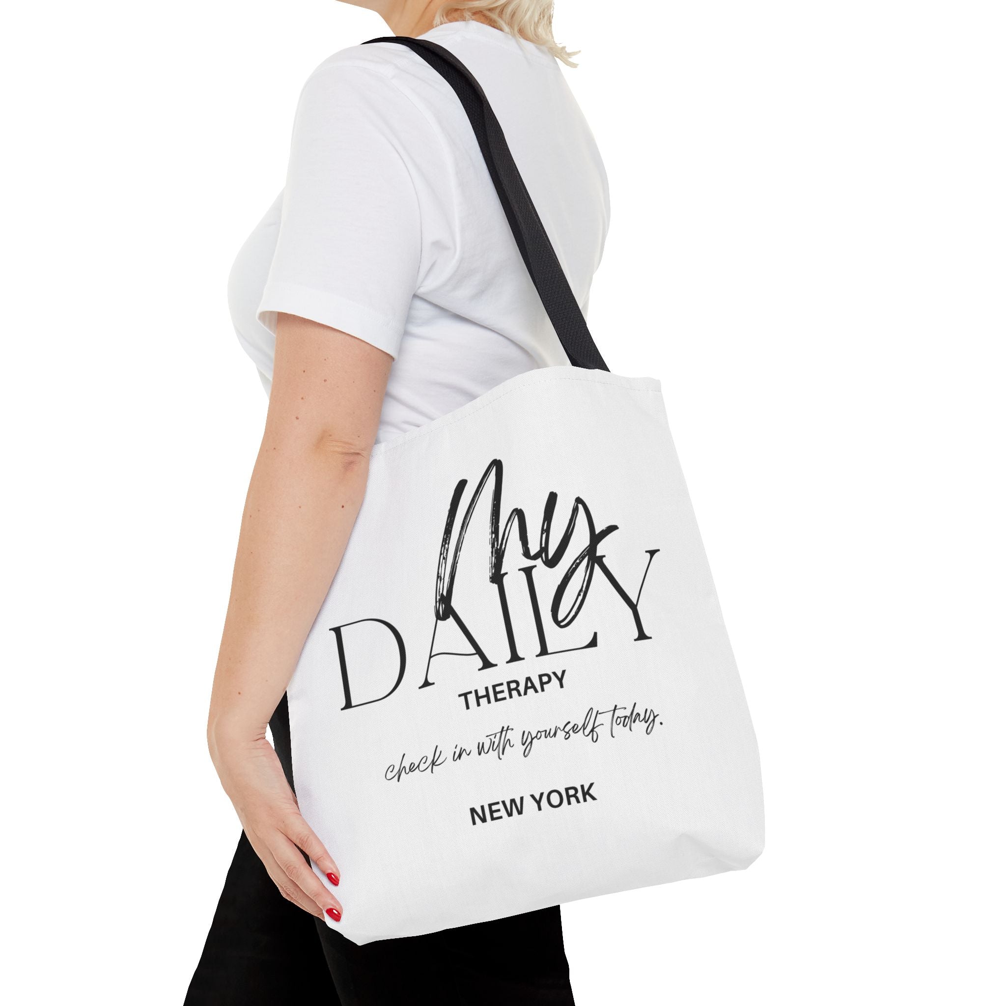 My Daily Therapy tote bag | motivational typography tote
