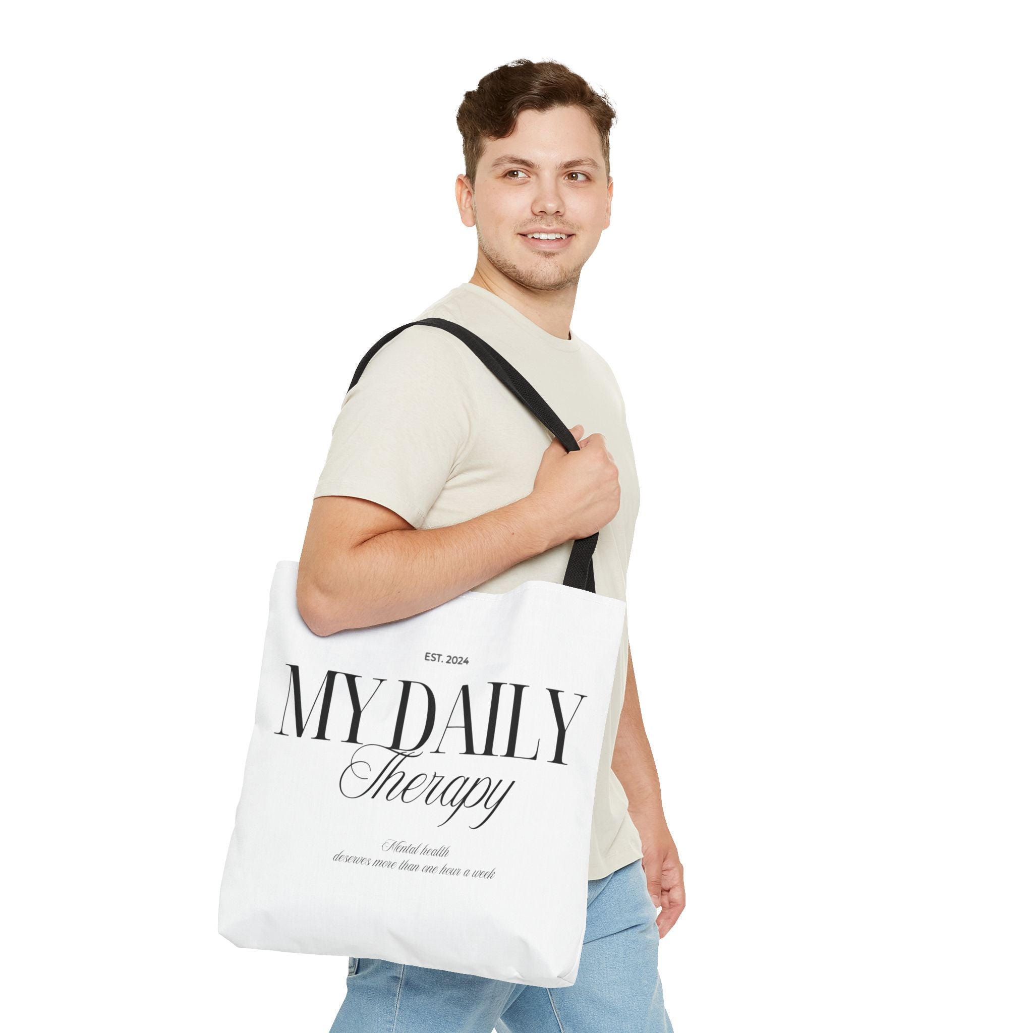 My Daily Therapy Tote Bag | Typography Wellness Design