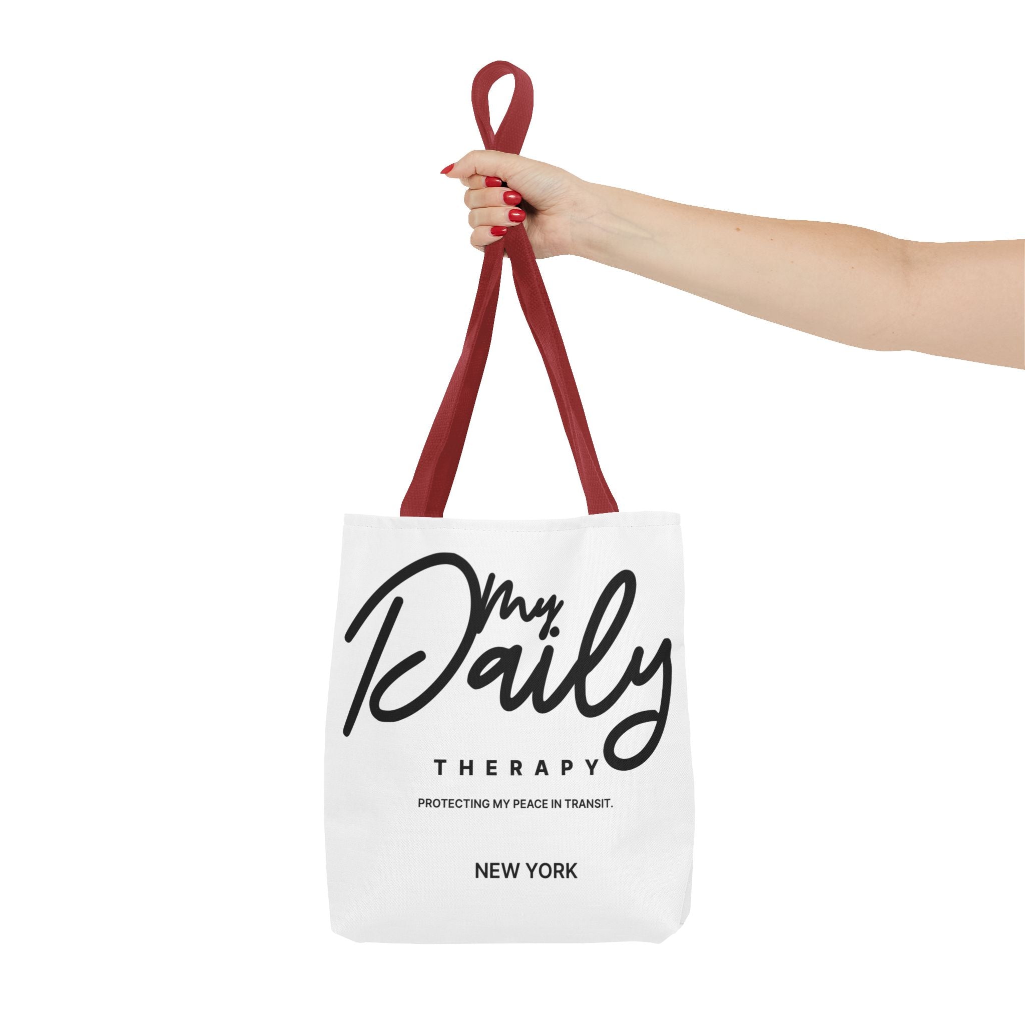 My Daily Therapy Tote Bag | New York script design, black white aesthetic