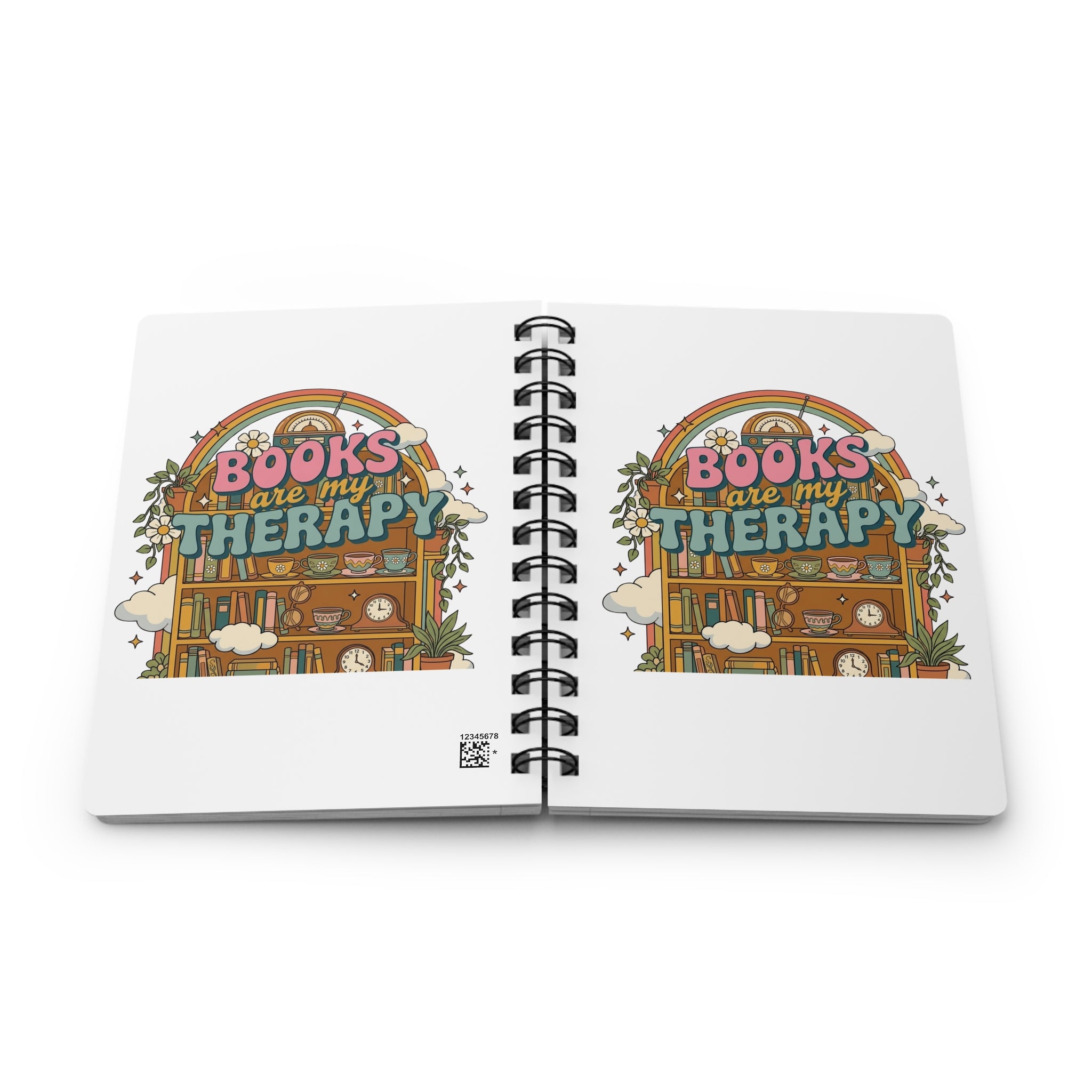 Books Are My Therapy Spiral Notebook | Reading Library Illustration Journal