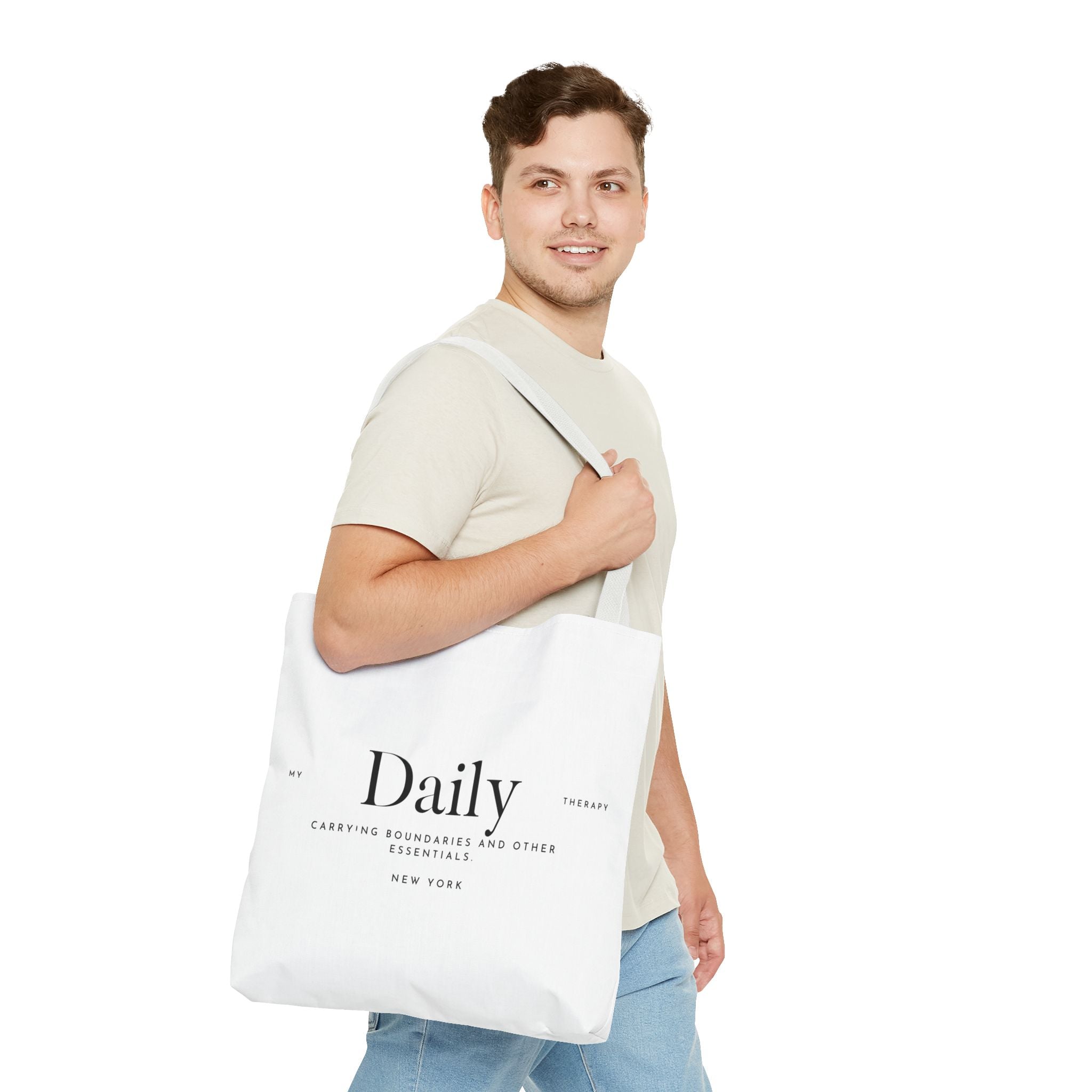 Daily typography tote bag | minimalist text canvas tote