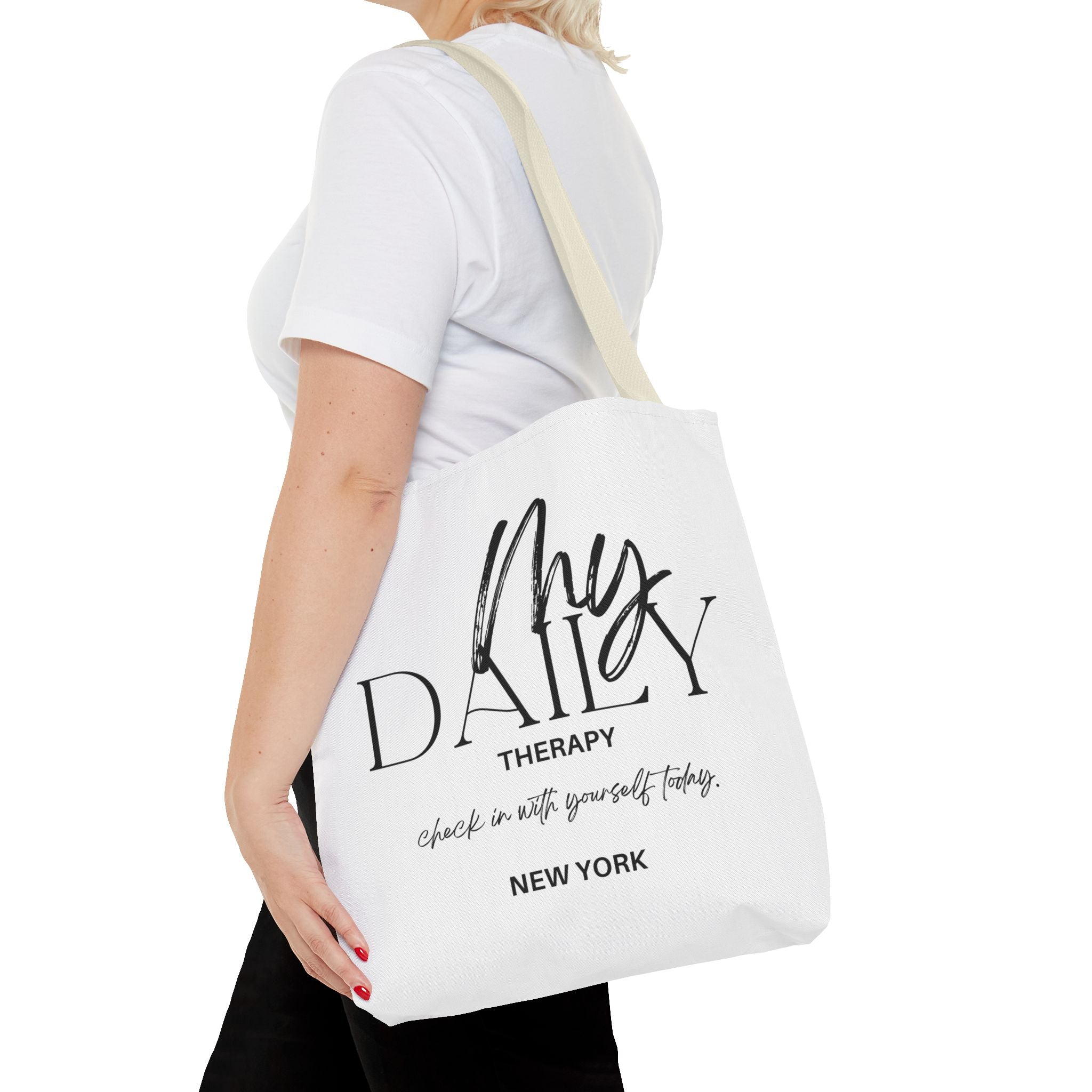 My Daily Therapy tote bag | motivational typography tote