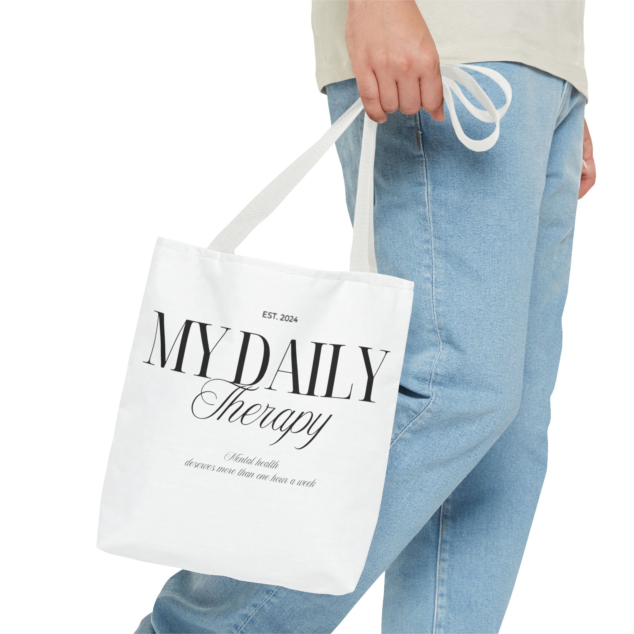 My Daily Therapy Tote Bag | Typography Wellness Design