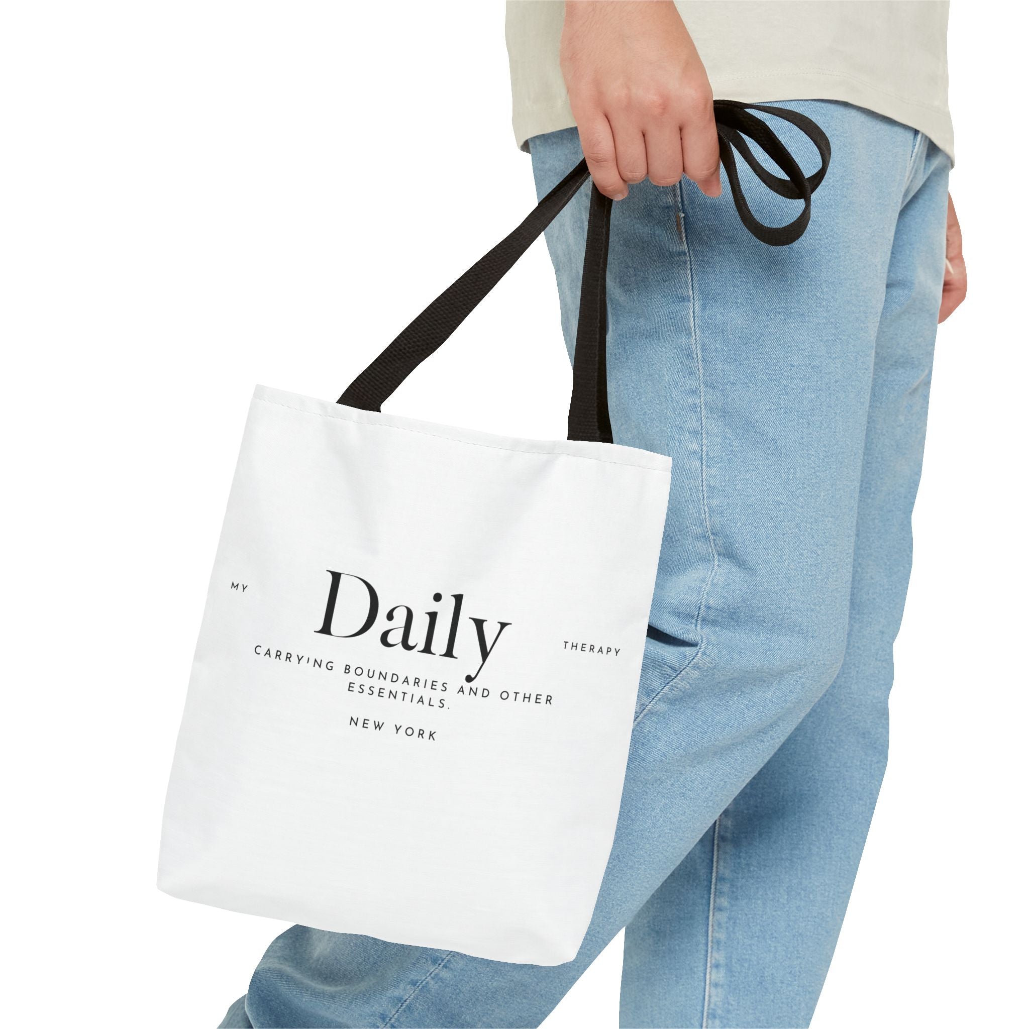 Daily typography tote bag | minimalist text canvas tote