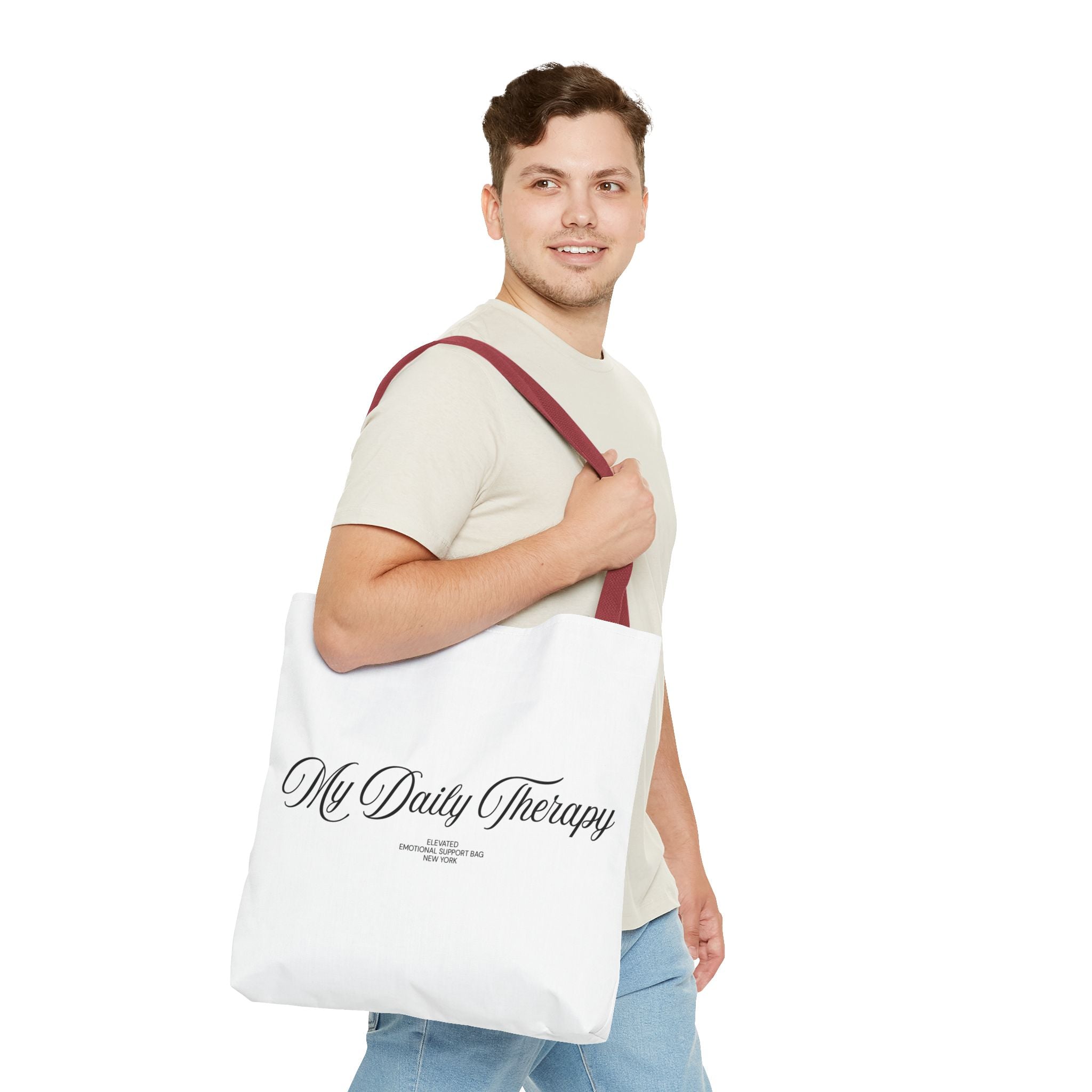 My Daily Therapy tote bag | Script text, minimalist everyday design
