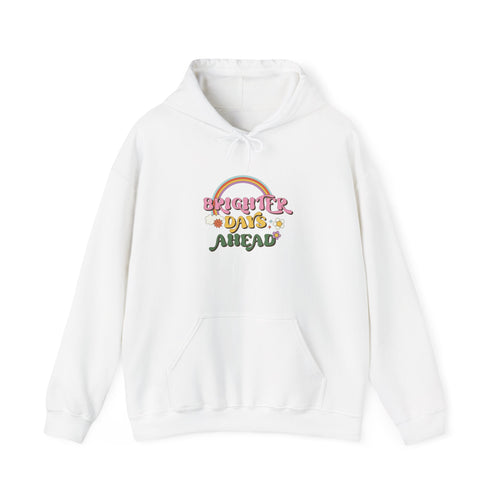 Brighter Days Ahead Hoodie | Retro Rainbow Flower Script