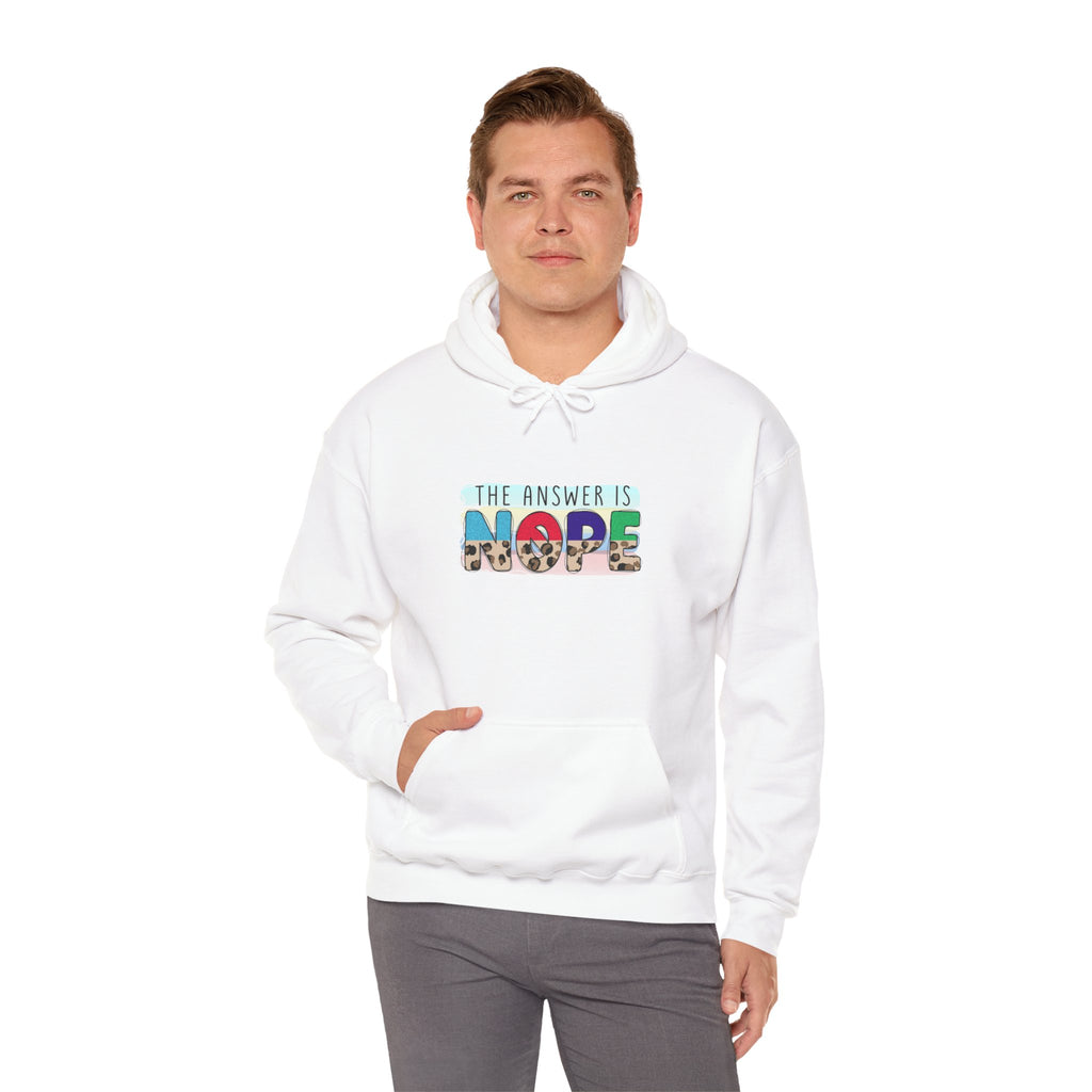 The Answer Is NOPE Hoodie | Colorful Pattern Text Graphic Sweatshirt