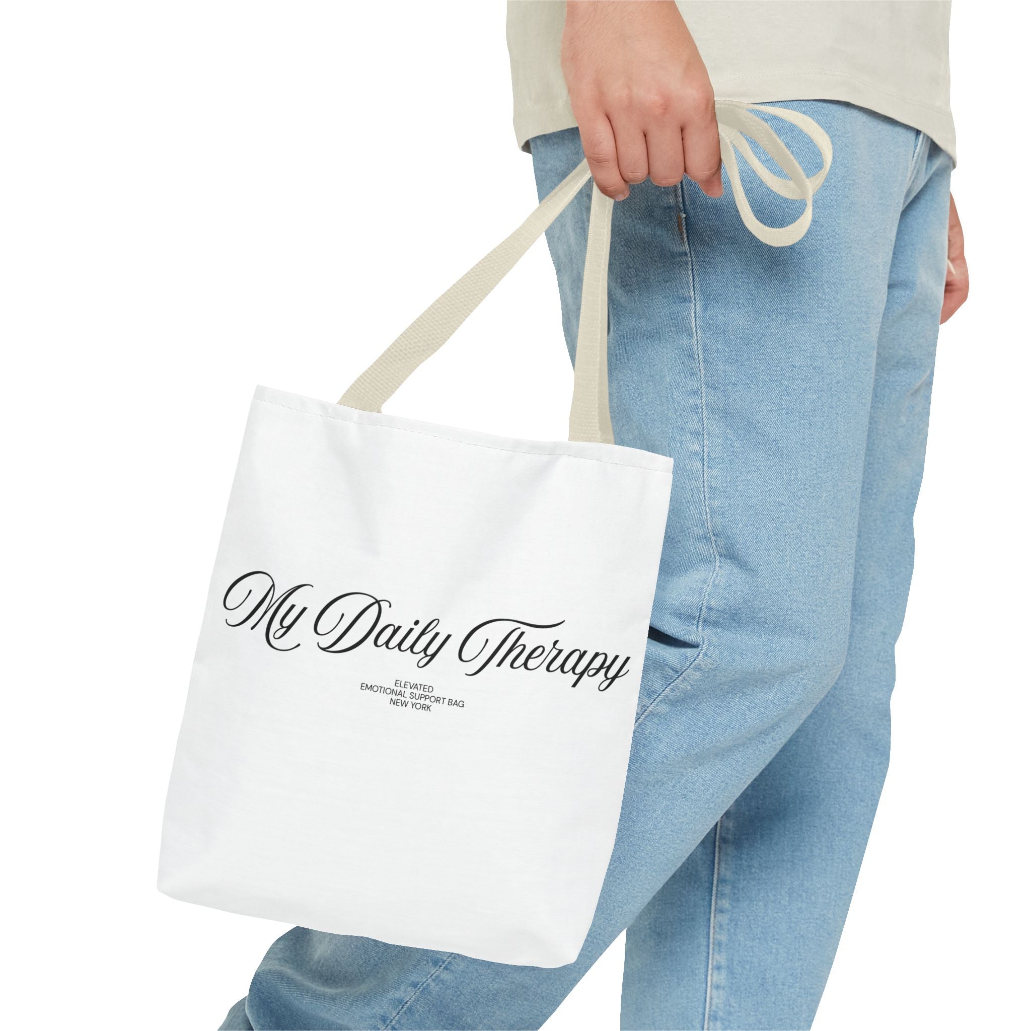 My Daily Therapy tote bag | Script text, minimalist everyday design