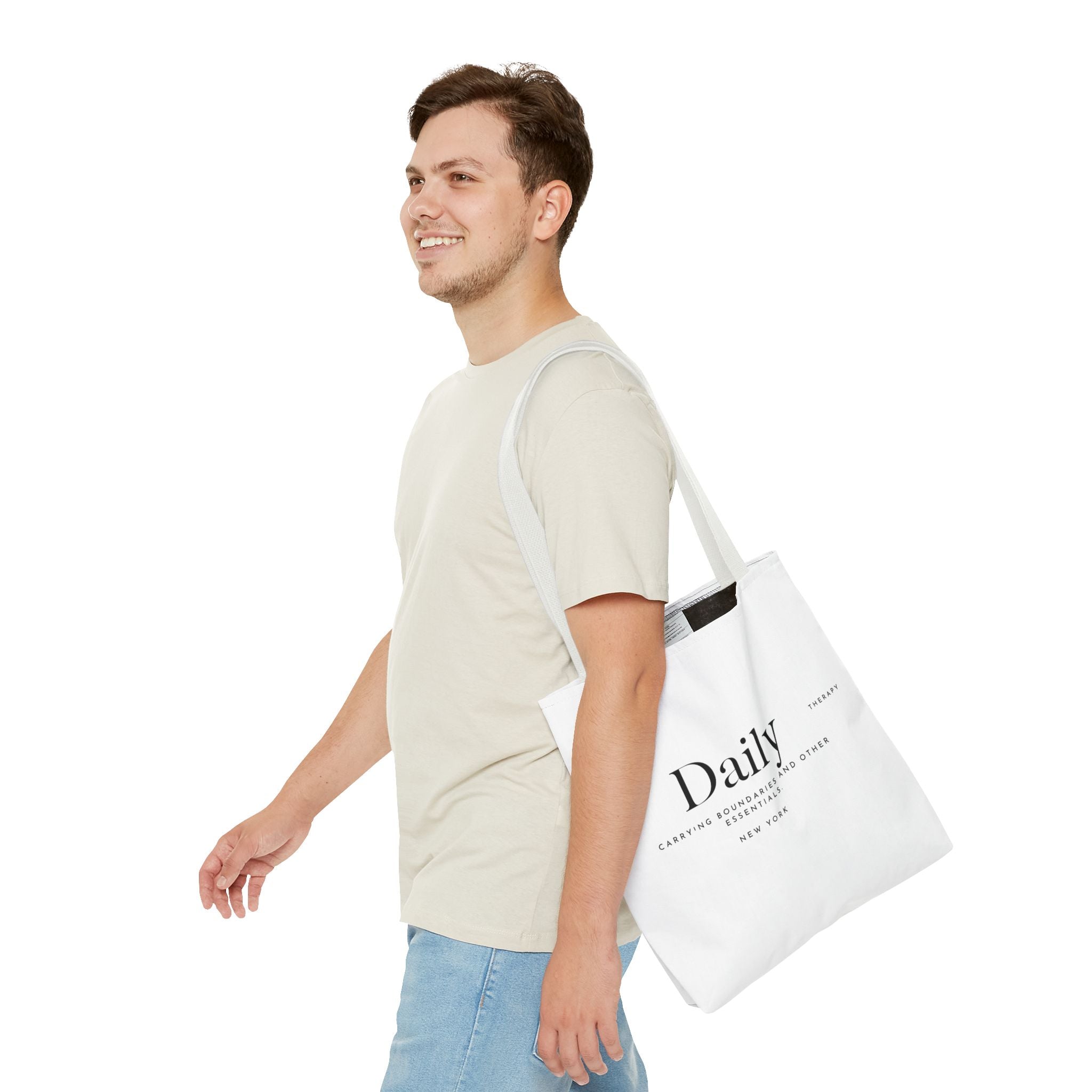 Daily typography tote bag | minimalist text canvas tote