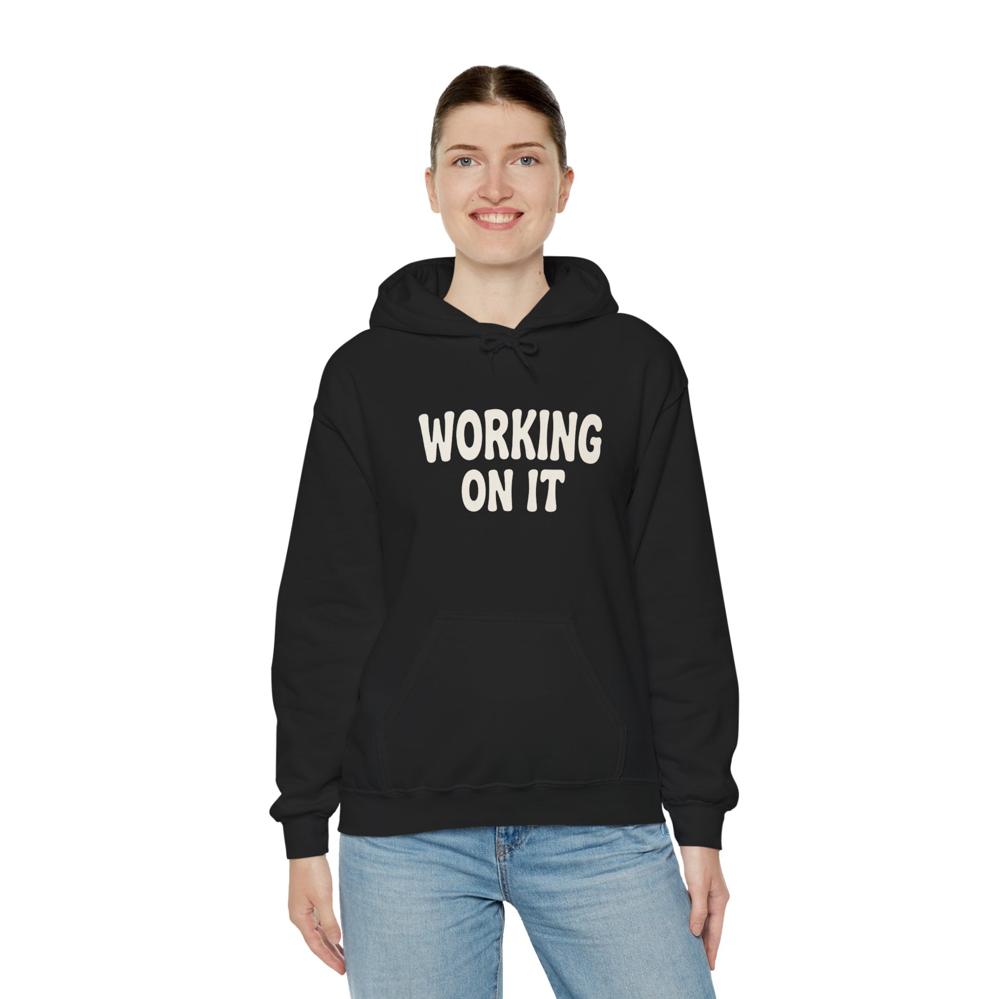 Emotionally Unavailable (Working On It) Hoodie | Black Pullover Sweatshirt