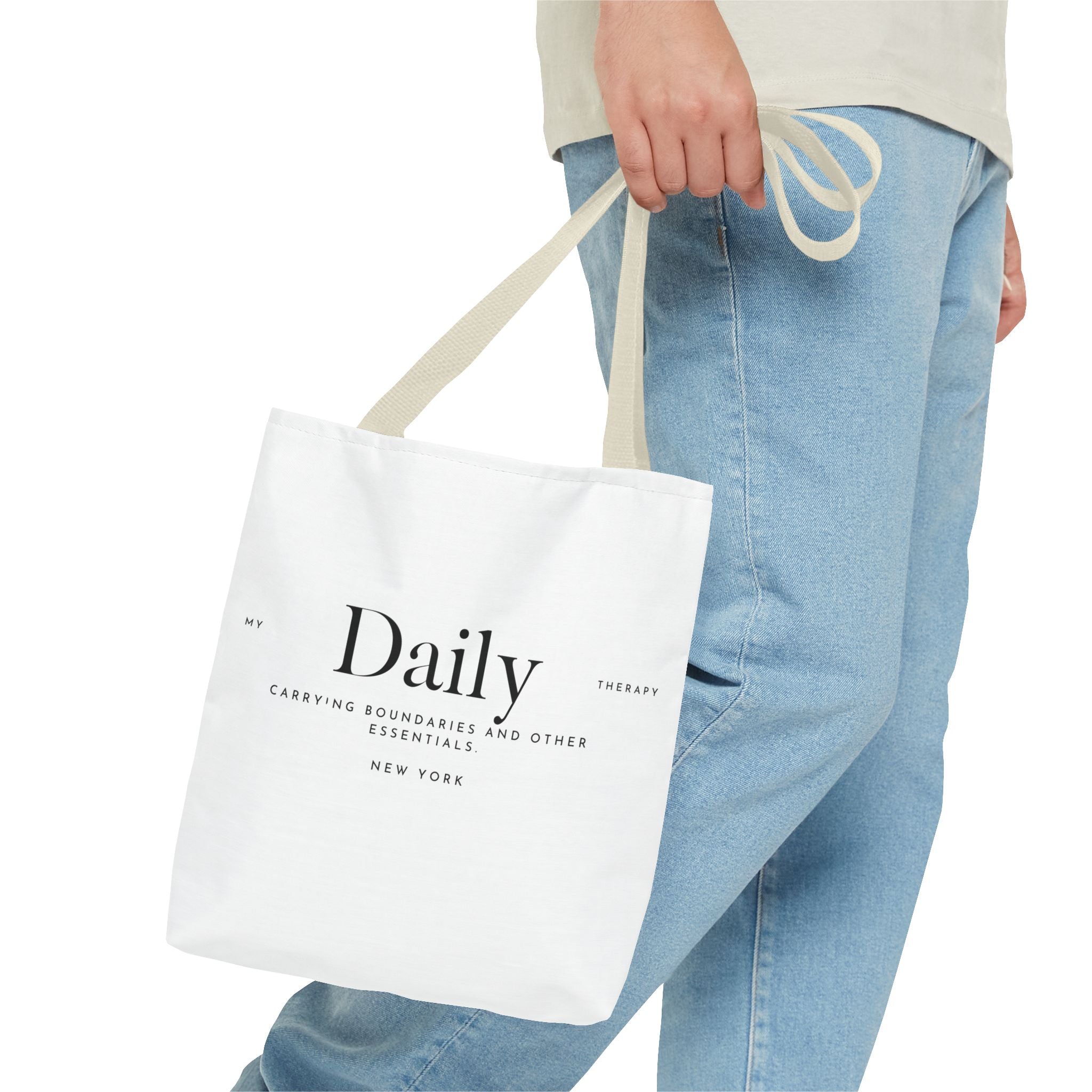 Daily typography tote bag | minimalist text canvas tote