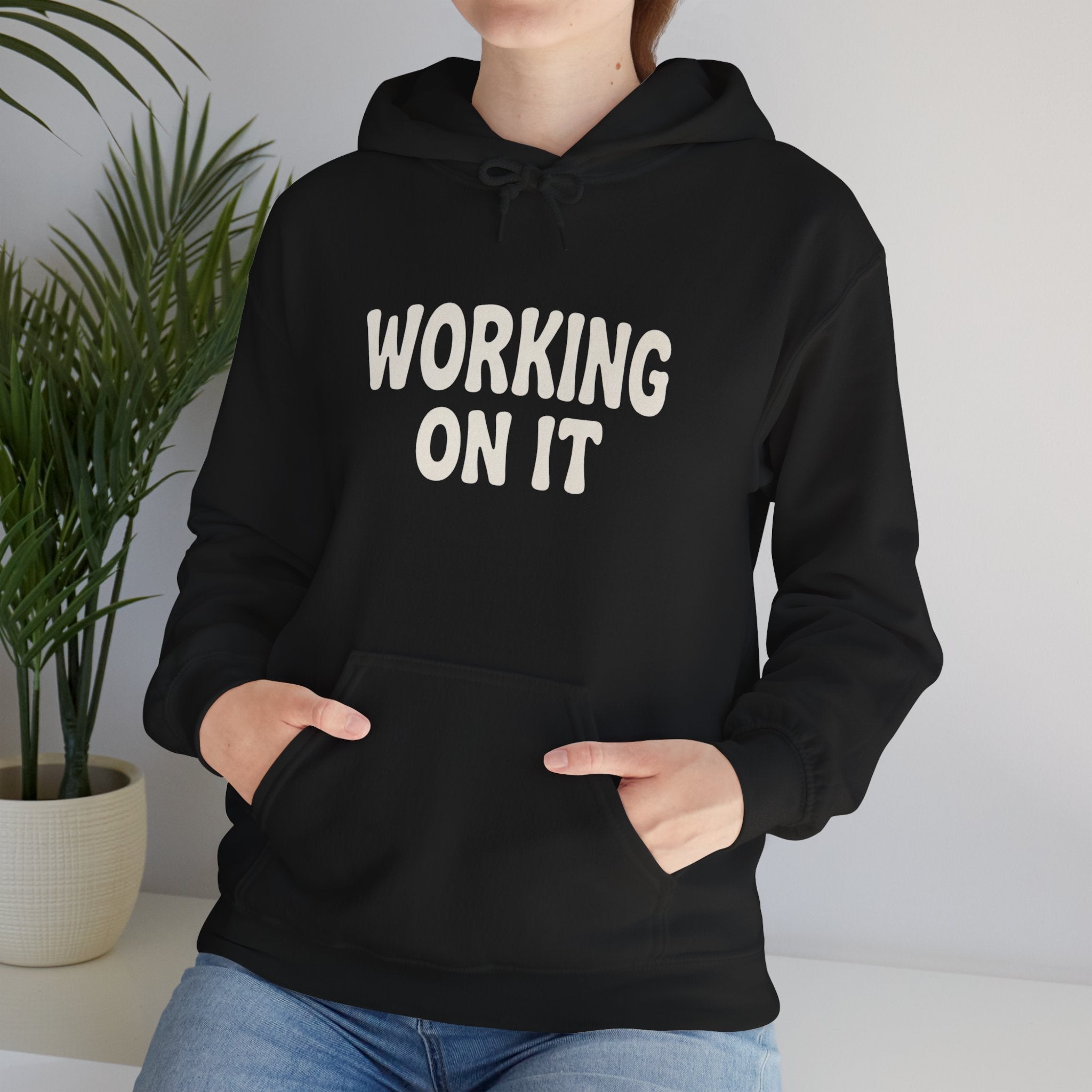Emotionally Unavailable (Working On It) Hoodie | Black Pullover Sweatshirt