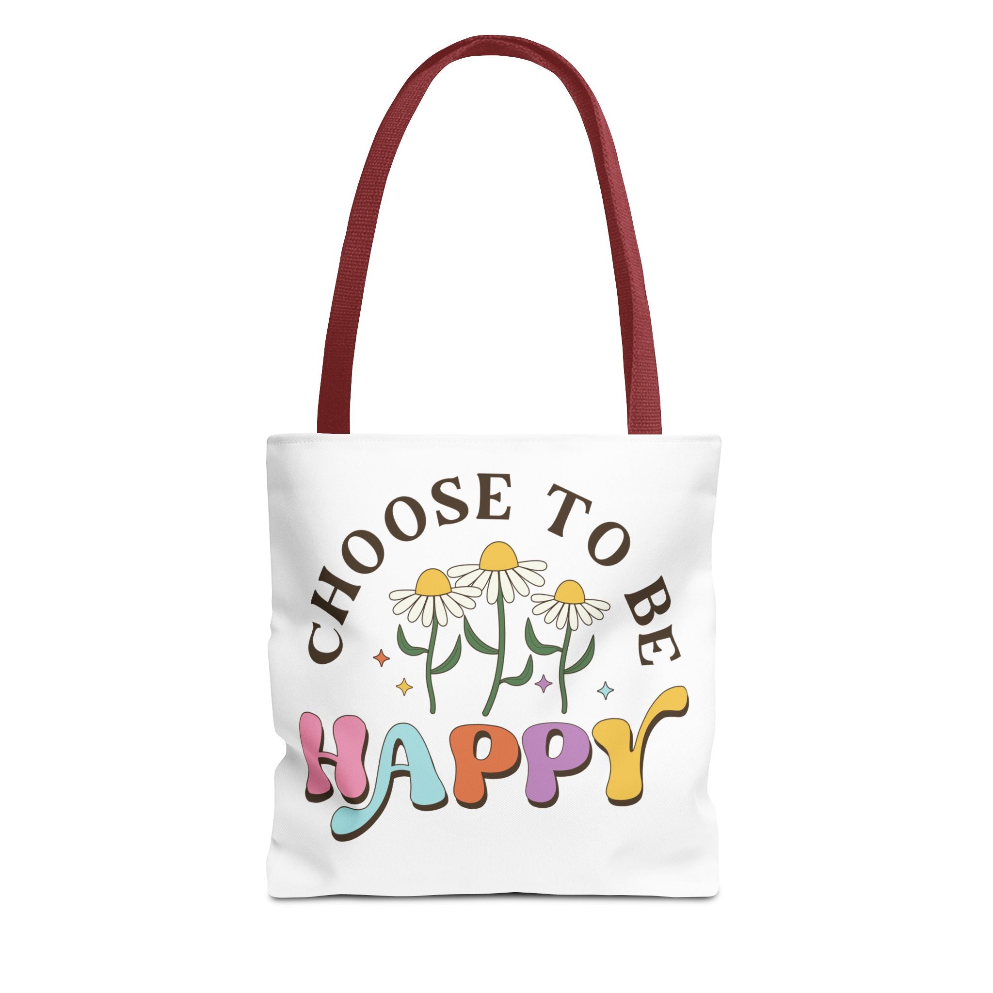 Choose To Be Happy Daisies Design Tote Bag | Pastel Retro Typography