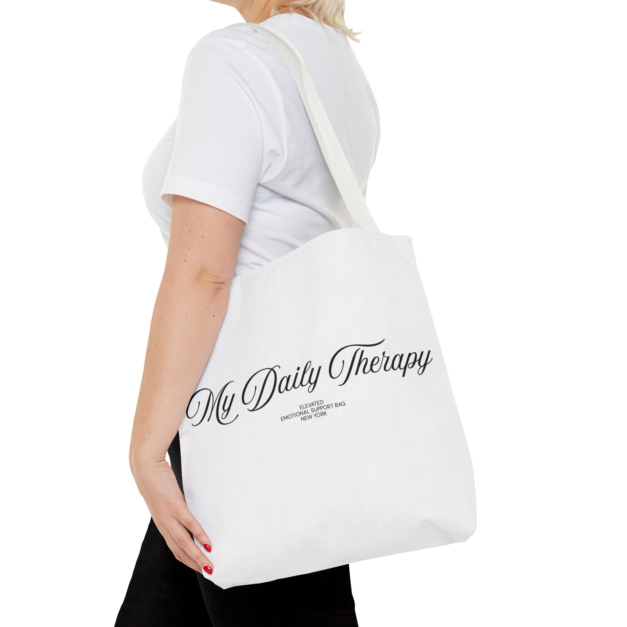 My Daily Therapy tote bag | Script text, minimalist everyday design