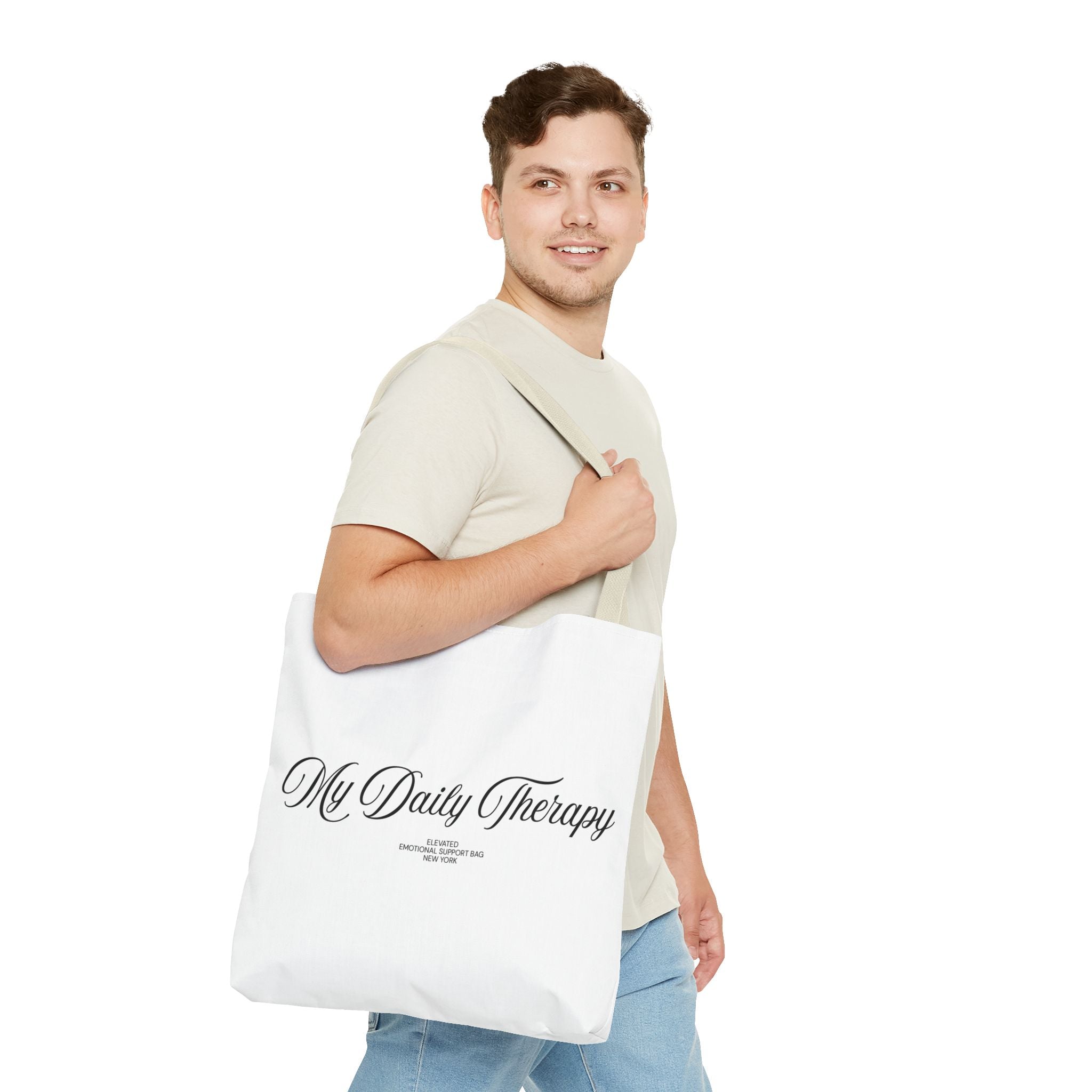 My Daily Therapy tote bag | Script text, minimalist everyday design