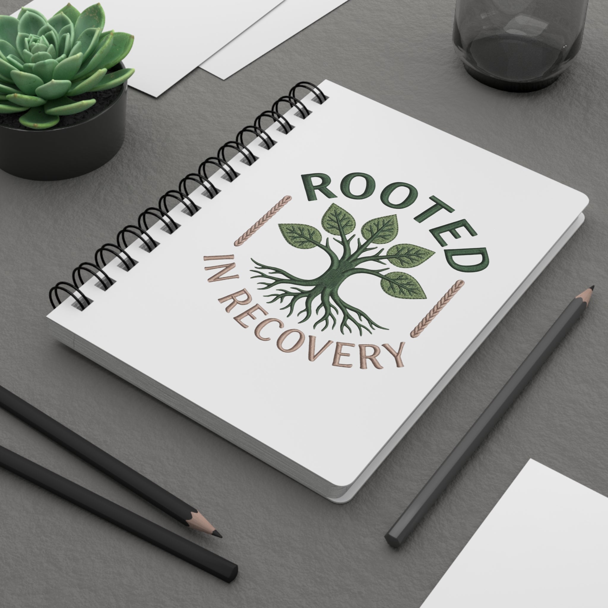 Rooted in Recovery Spiral Bound Journal | Plant Tree Roots Design