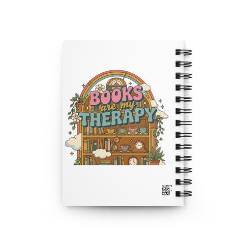 Books Are My Therapy Spiral Notebook | Reading Library Illustration Journal