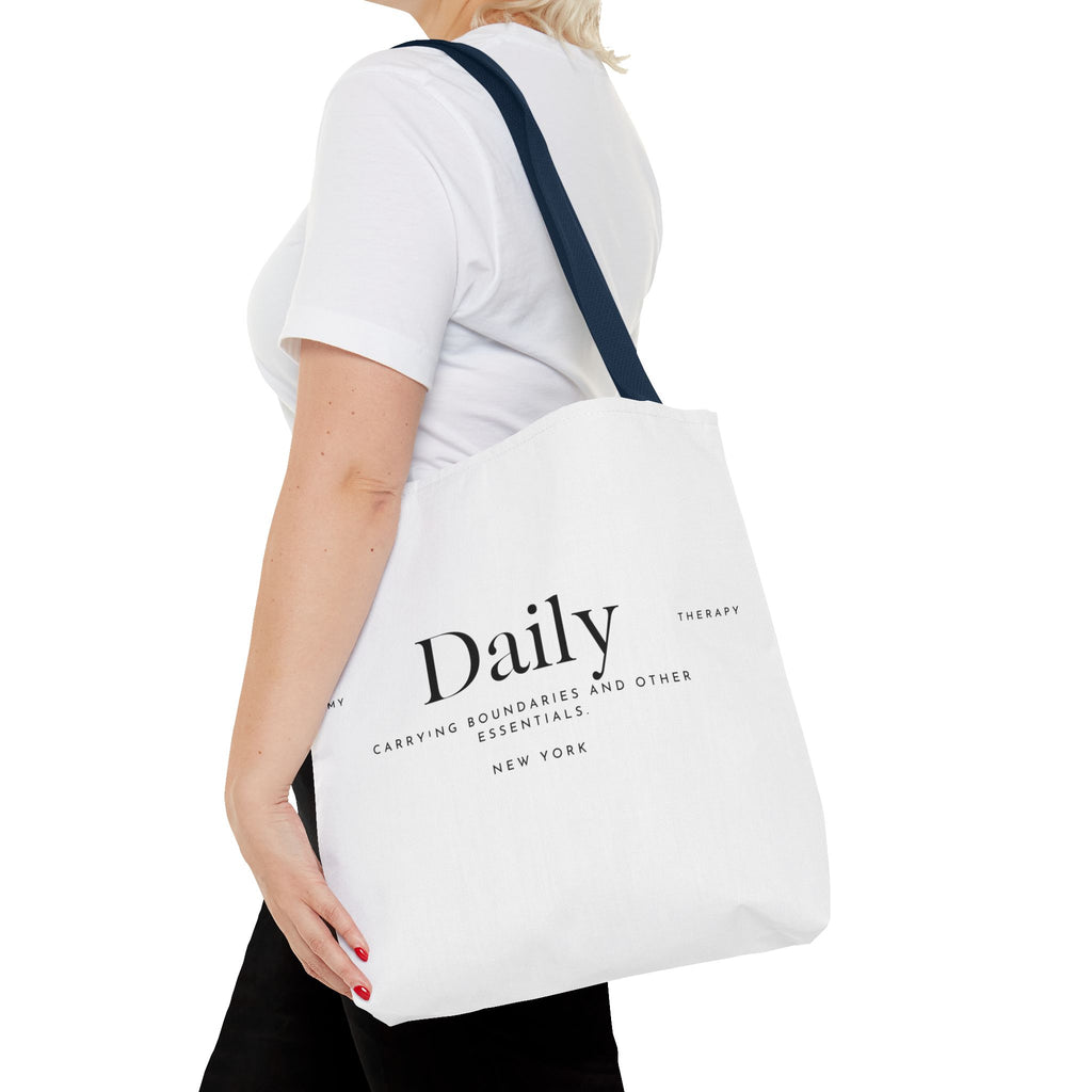 Daily typography tote bag | minimalist text canvas tote