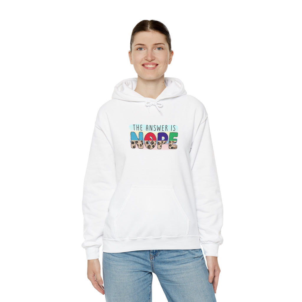 The Answer Is NOPE Hoodie | Colorful Pattern Text Graphic Sweatshirt