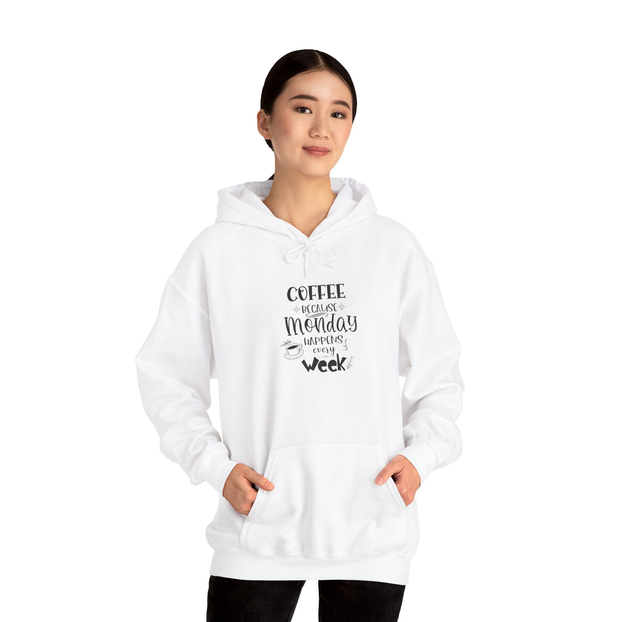 Coffee healing Monday Happiness Hoodie | Typography Coffee Quote Sweatshirt