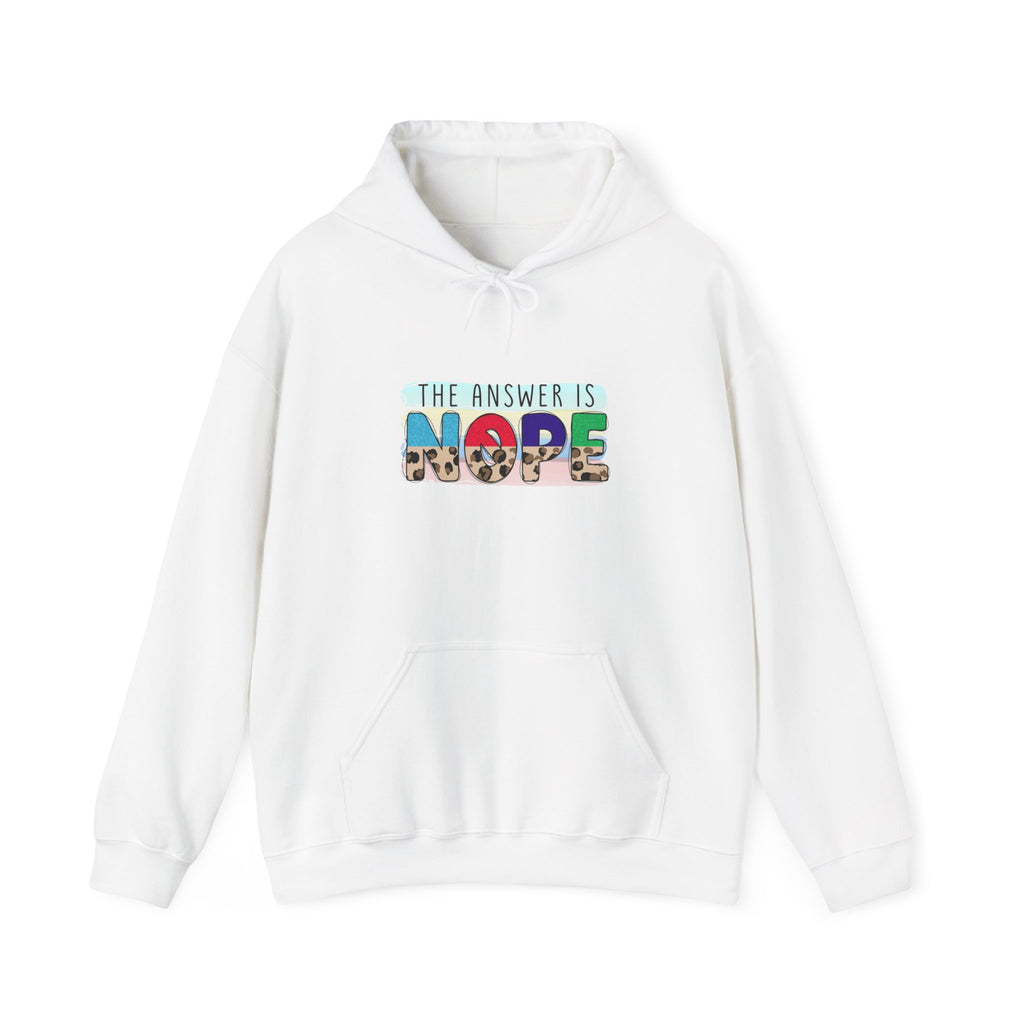 The Answer Is NOPE Hoodie | Colorful Pattern Text Graphic Sweatshirt