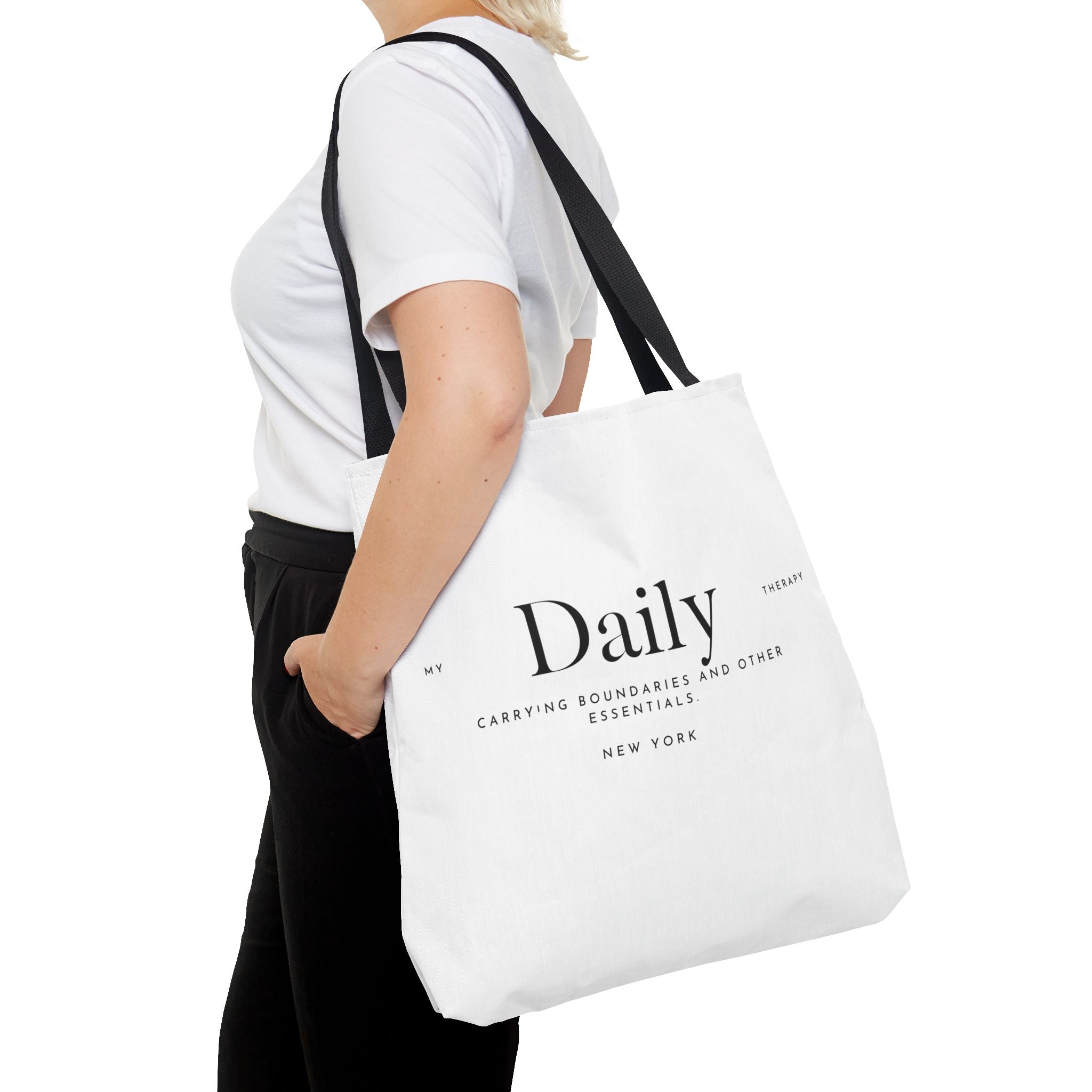 Daily typography tote bag | minimalist text canvas tote