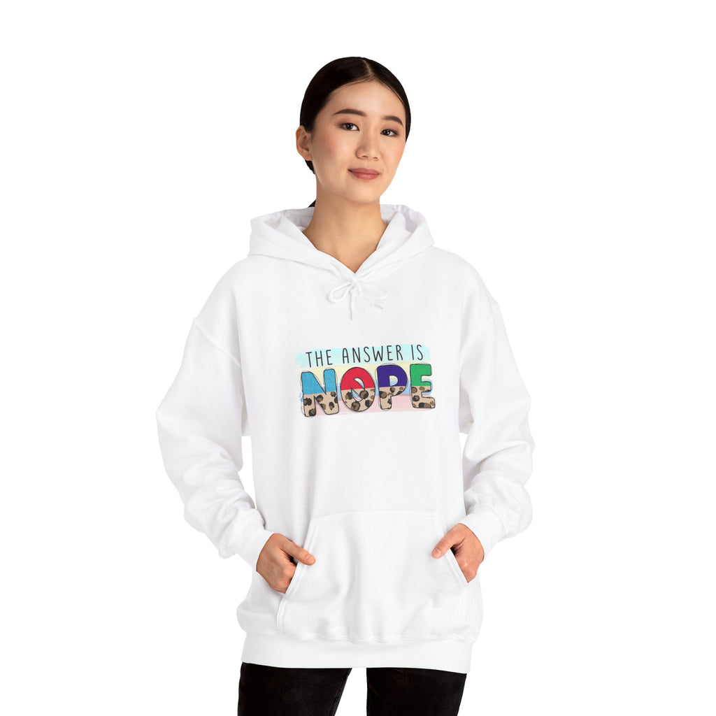 The Answer Is NOPE Hoodie | Colorful Pattern Text Graphic Sweatshirt
