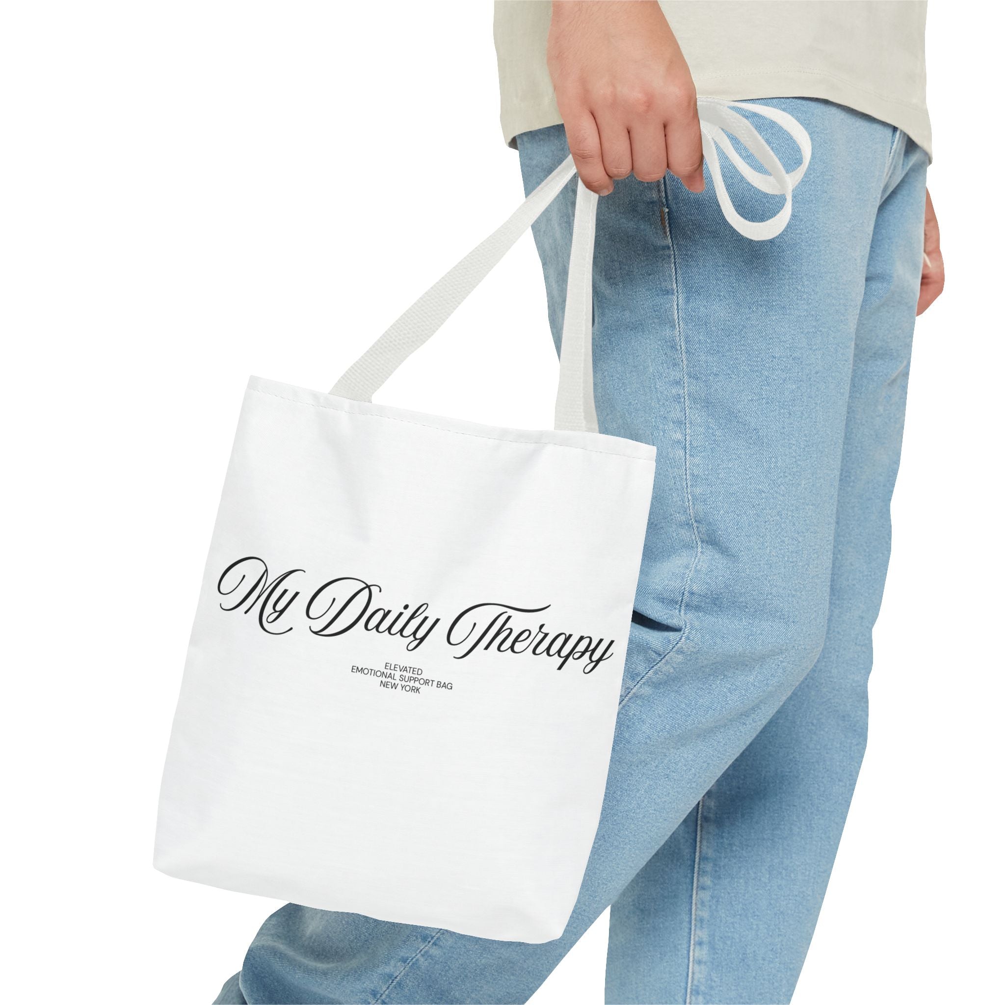 My Daily Therapy tote bag | Script text, minimalist everyday design