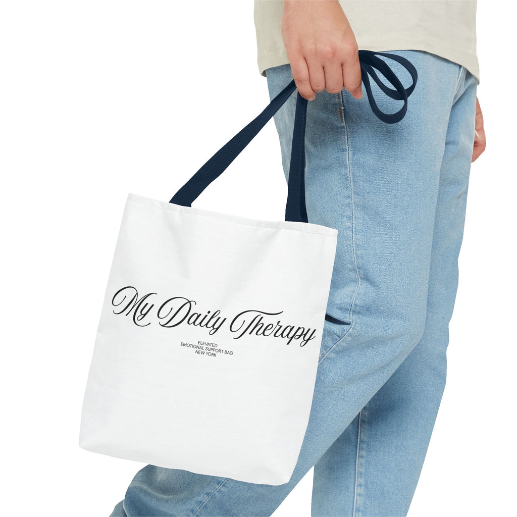 My Daily Therapy tote bag | Script text, minimalist everyday design