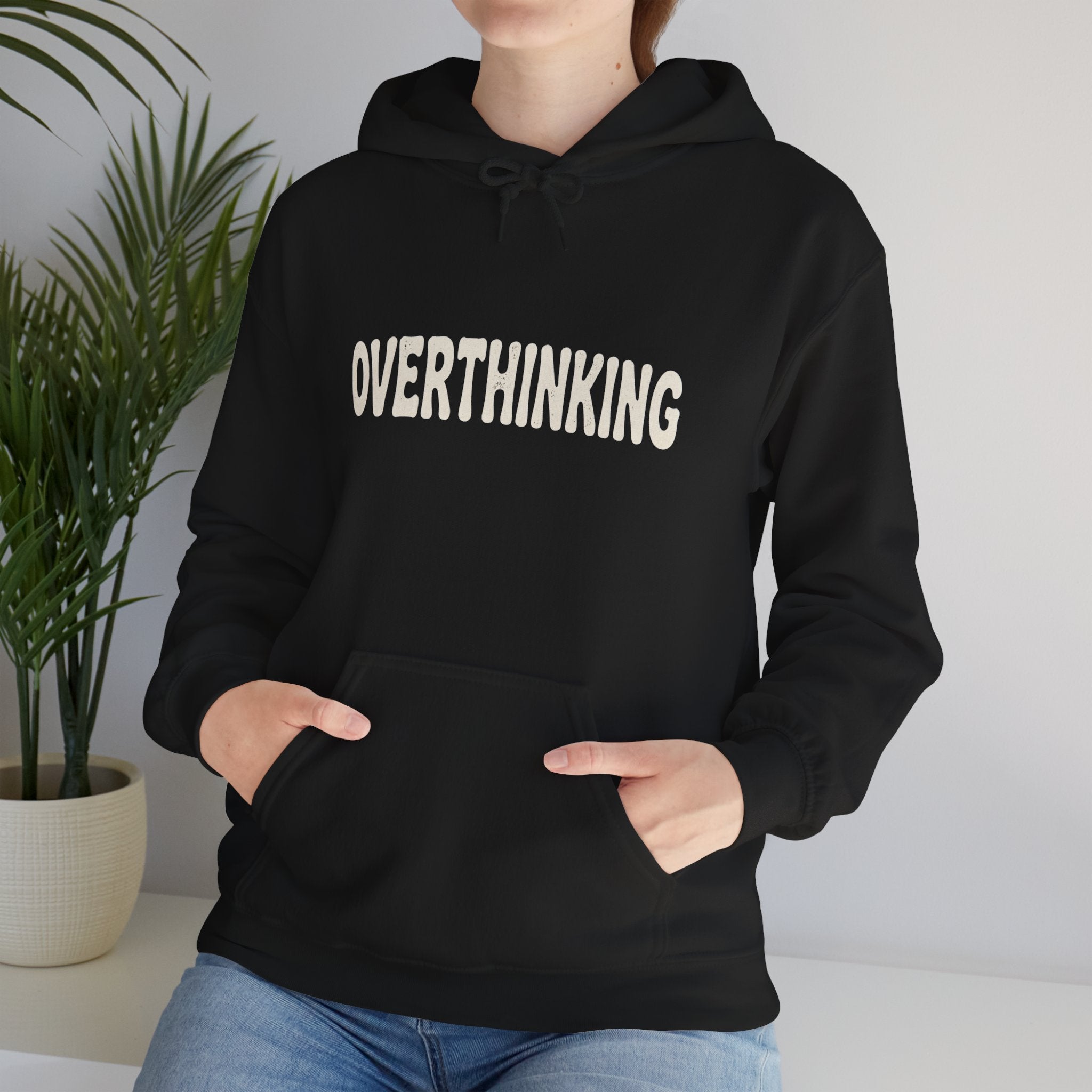 Overthinking Is My Cardio Hoodie | Funny Mental Health Text Sweatshirt