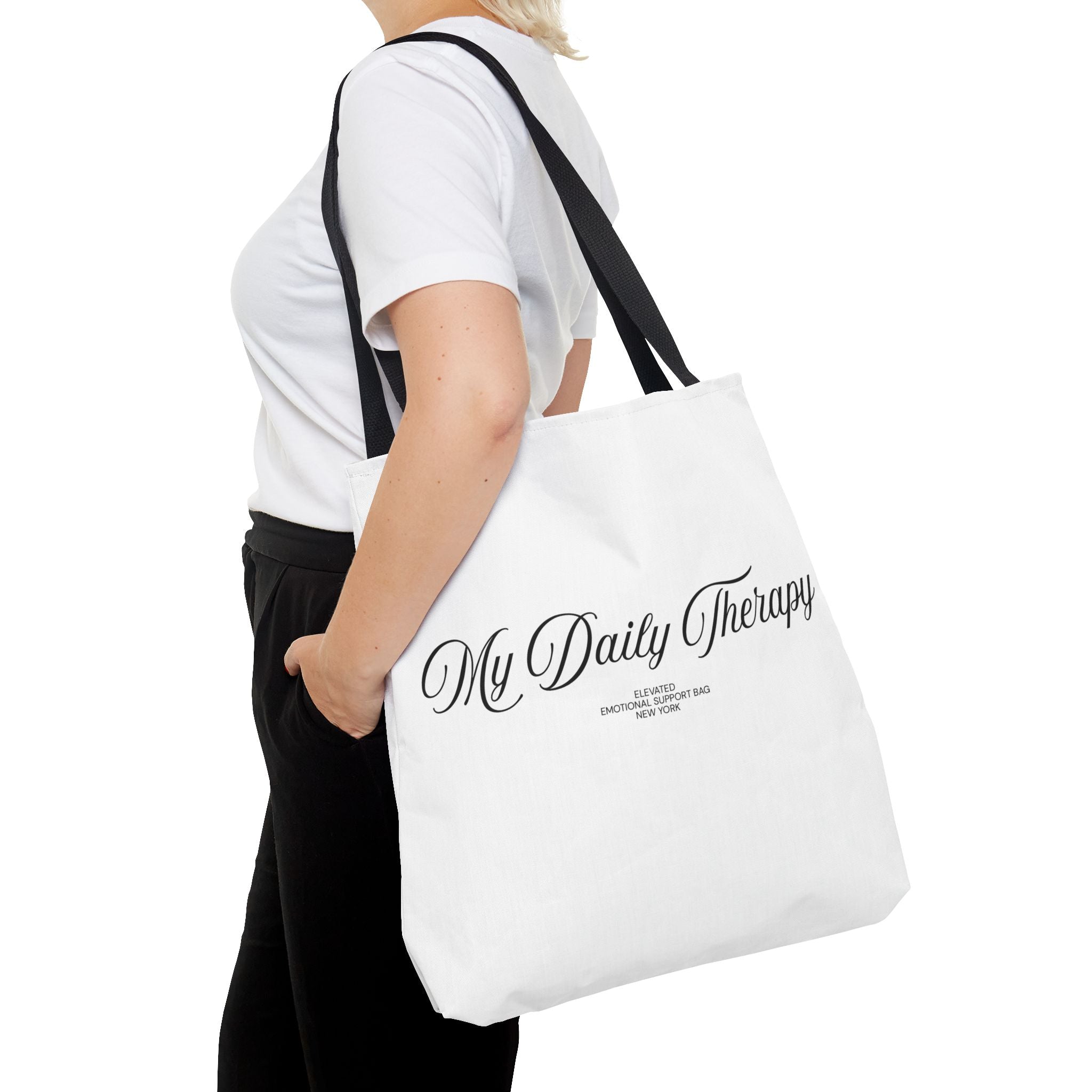 My Daily Therapy tote bag | Script text, minimalist everyday design