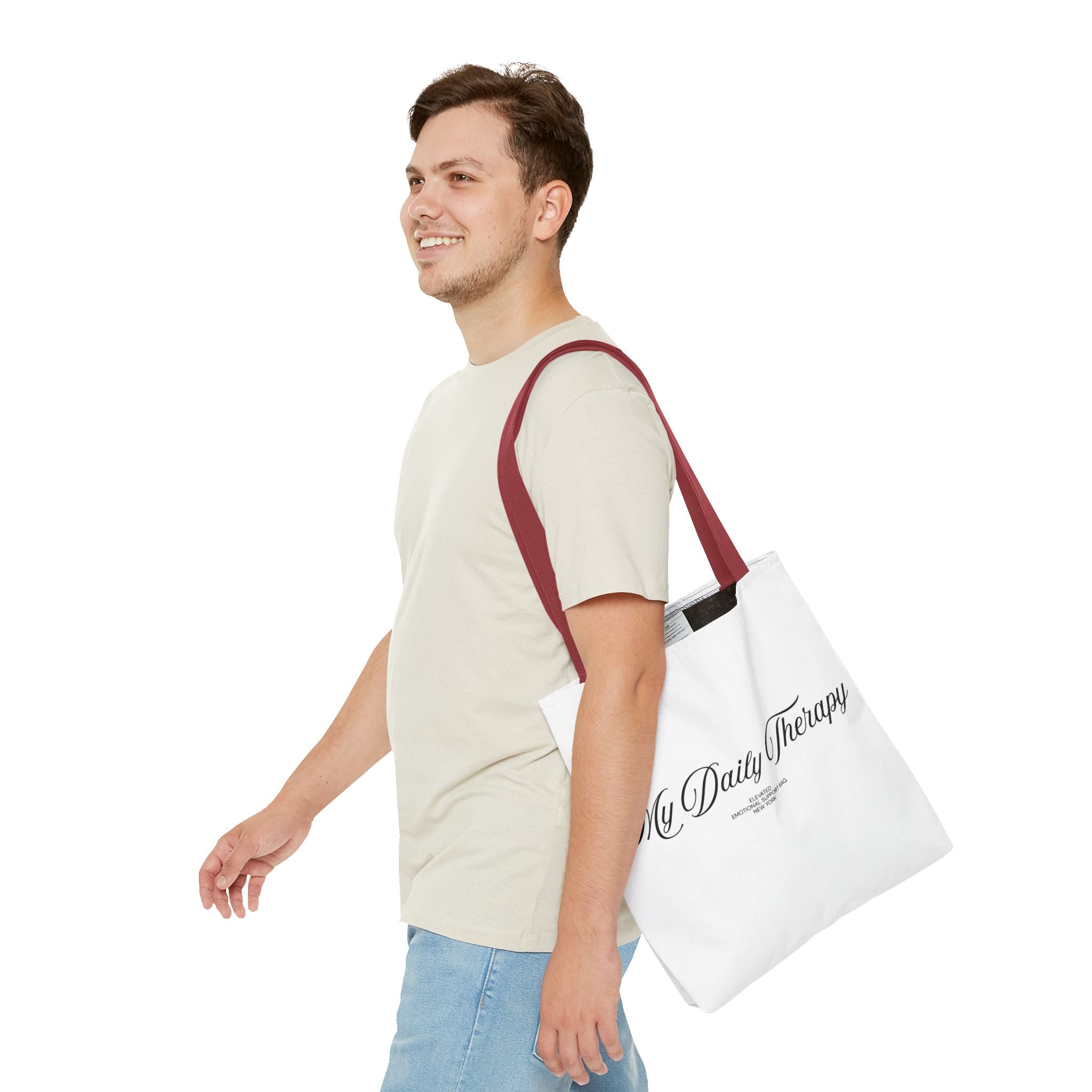 My Daily Therapy tote bag | Script text, minimalist everyday design