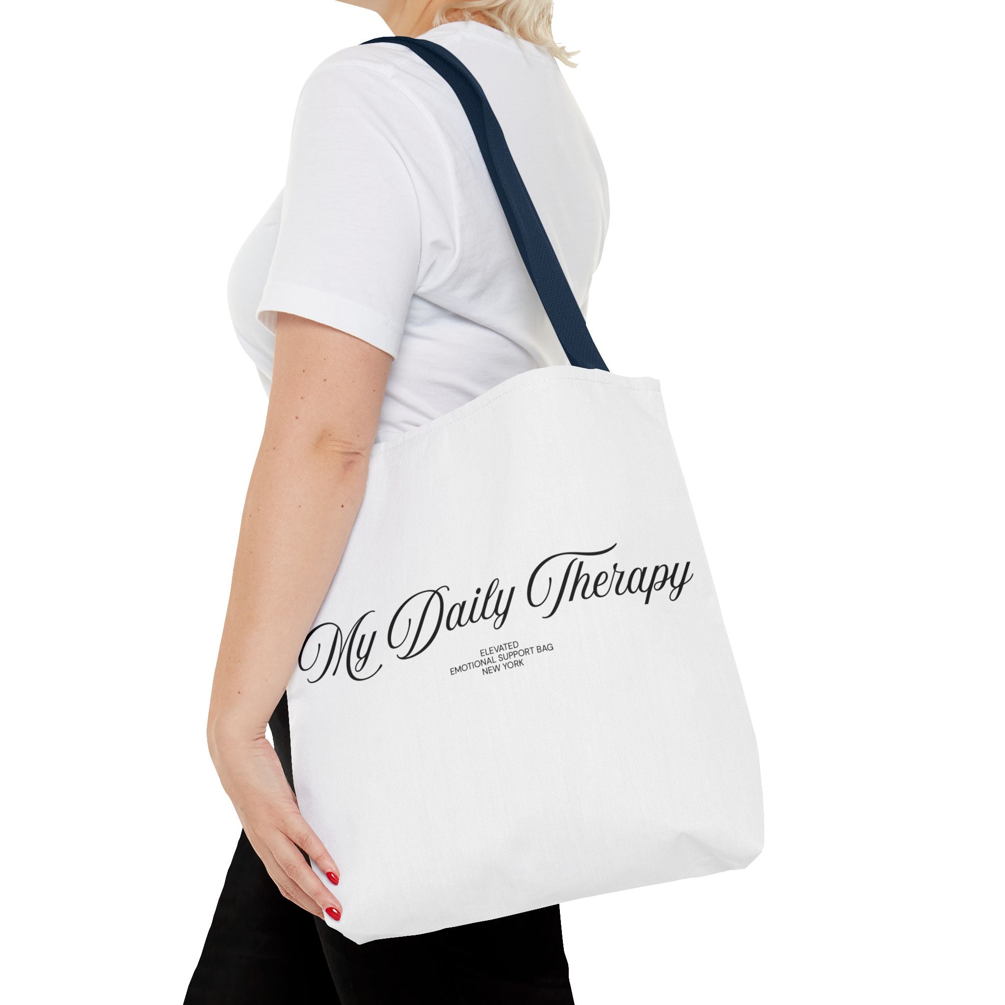 My Daily Therapy tote bag | Script text, minimalist everyday design