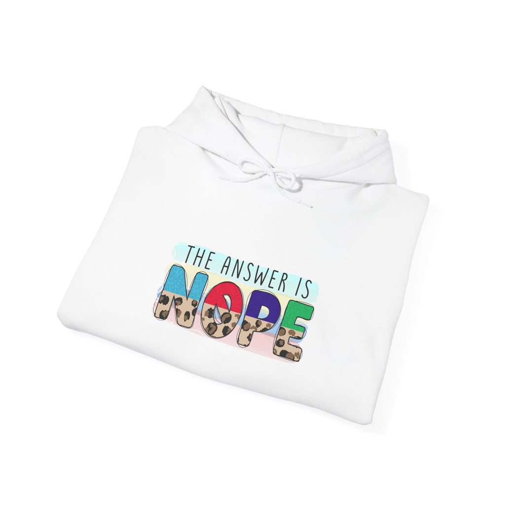 The Answer Is NOPE Hoodie | Colorful Pattern Text Graphic Sweatshirt