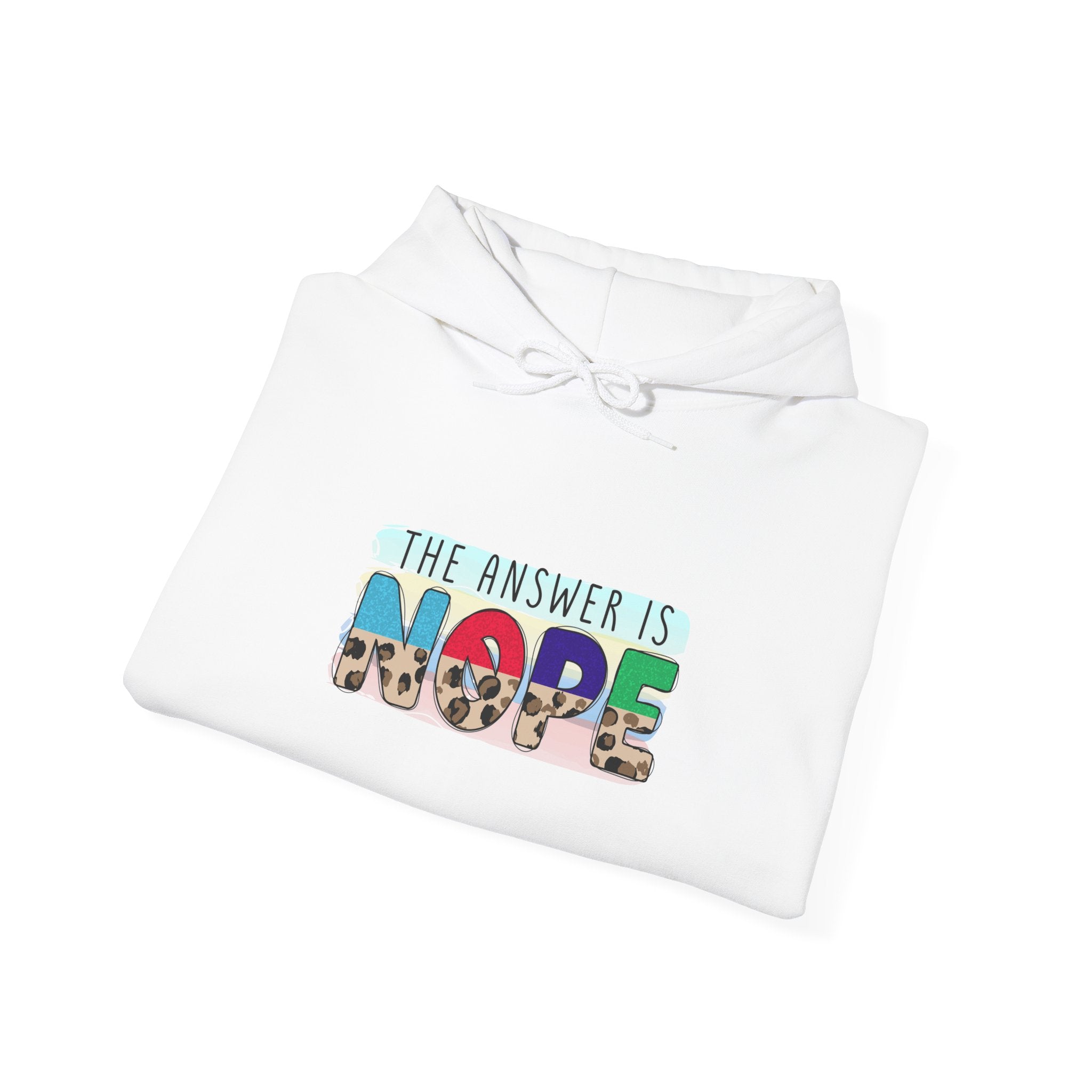 The Answer Is NOPE Hoodie | Colorful Pattern Text Graphic Sweatshirt