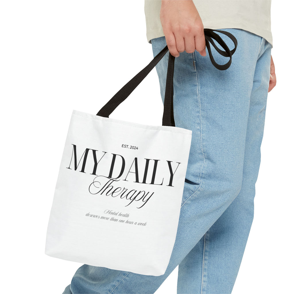 My Daily Therapy Tote Bag | Typography Wellness Design