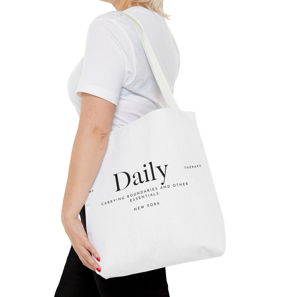 Daily typography tote bag | minimalist text canvas tote