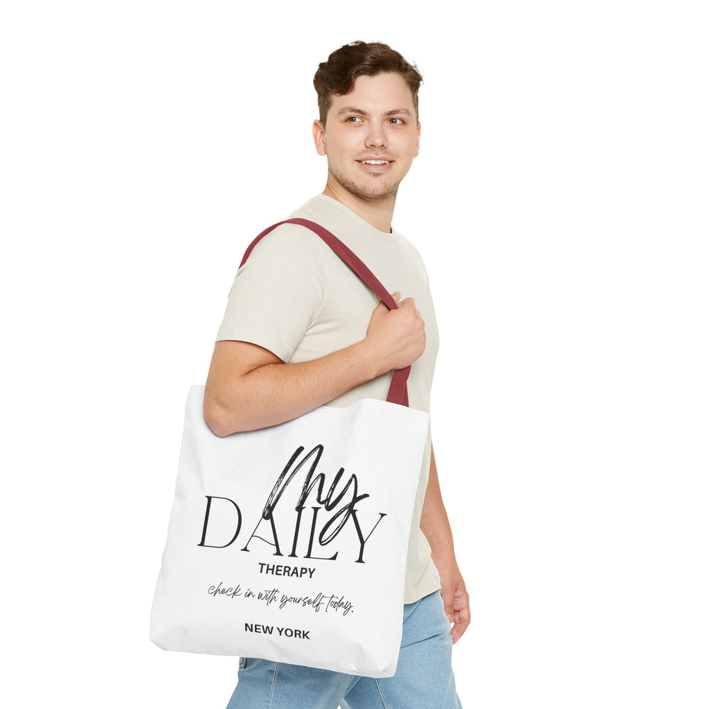 My Daily Therapy tote bag | motivational typography tote